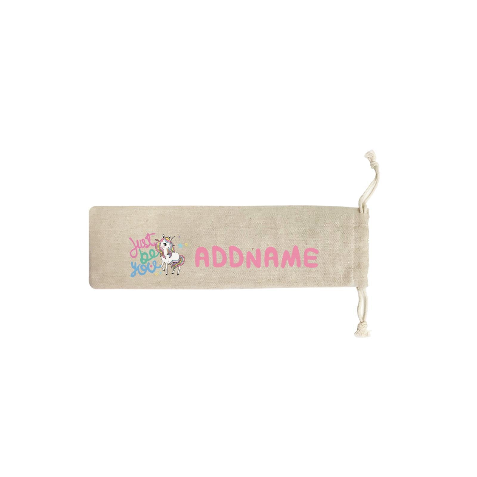 Children's Day Gift Series Just Be You Cute Unicorn Addname SB Straw Pouch (No Straws included)