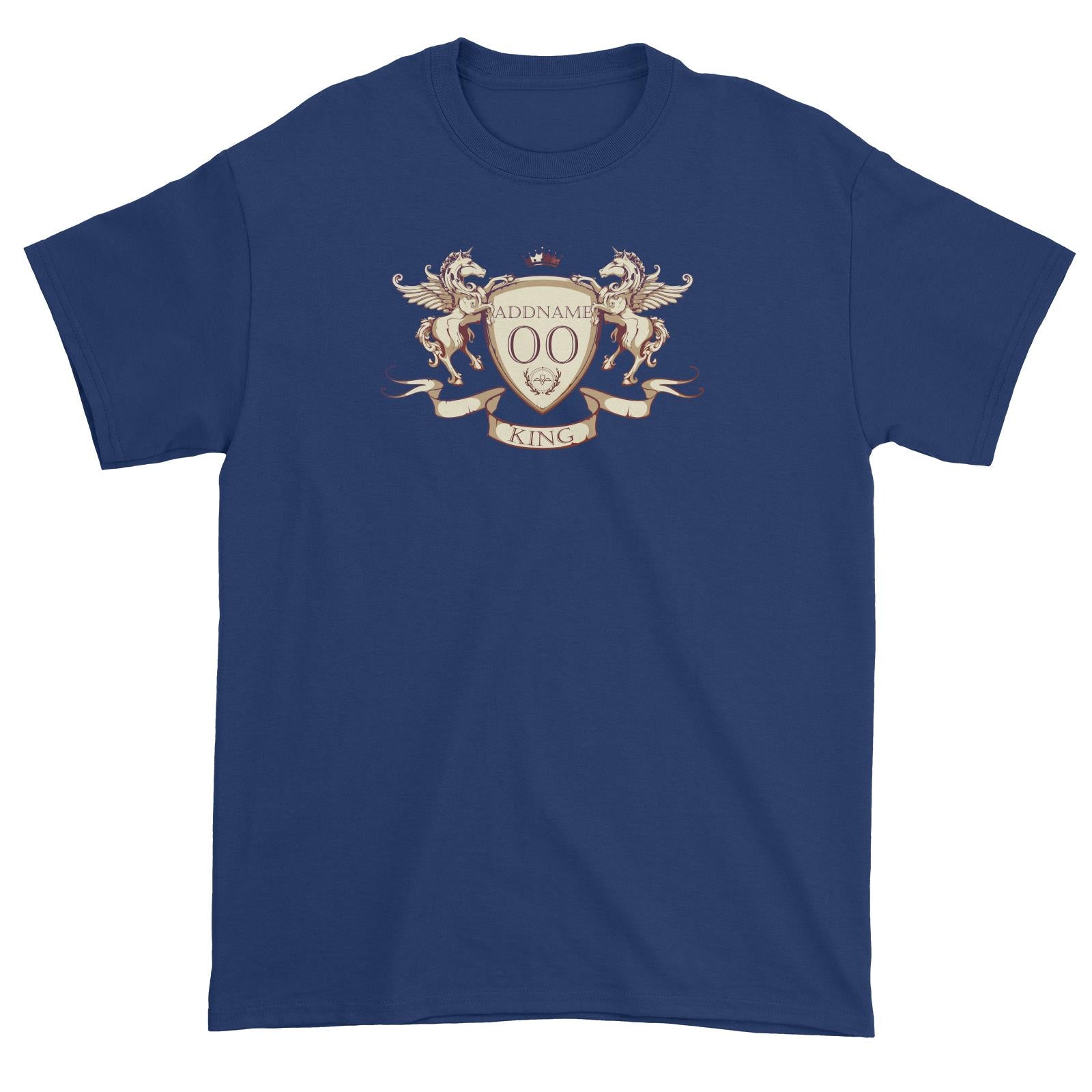 Horse Royal Emblem King Personalizable with Name and Number Unisex T-Shirt