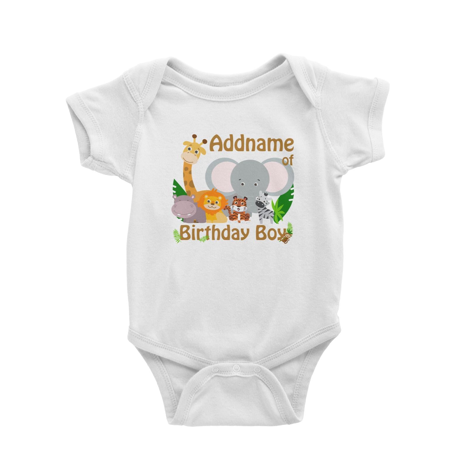 Animal Safari Jungle Birthday Theme Addname of Birthday Boy Baby Romper