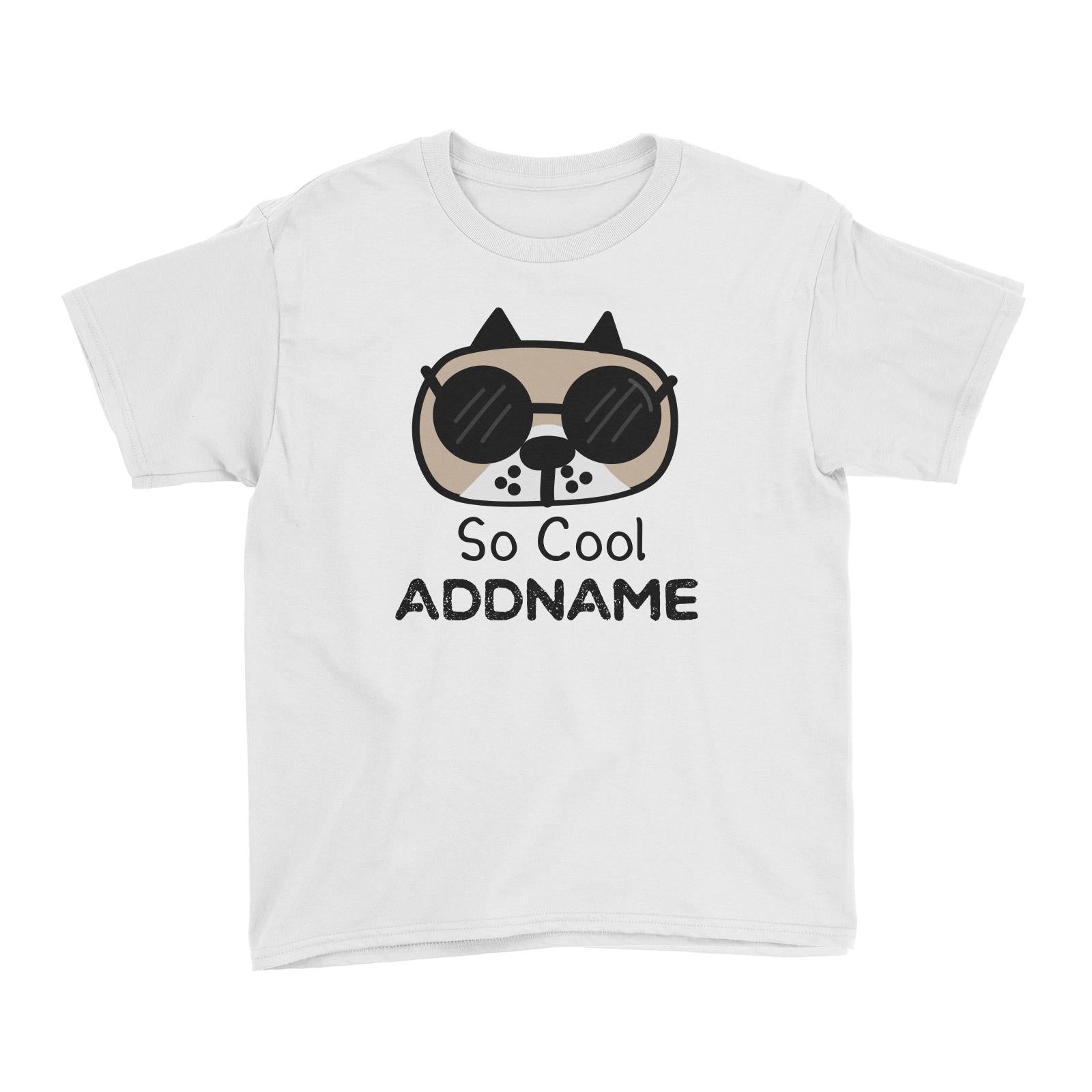 Cute Animals And Friends Series Cool Dog With Sunglasses Addname Kid's T-Shirt