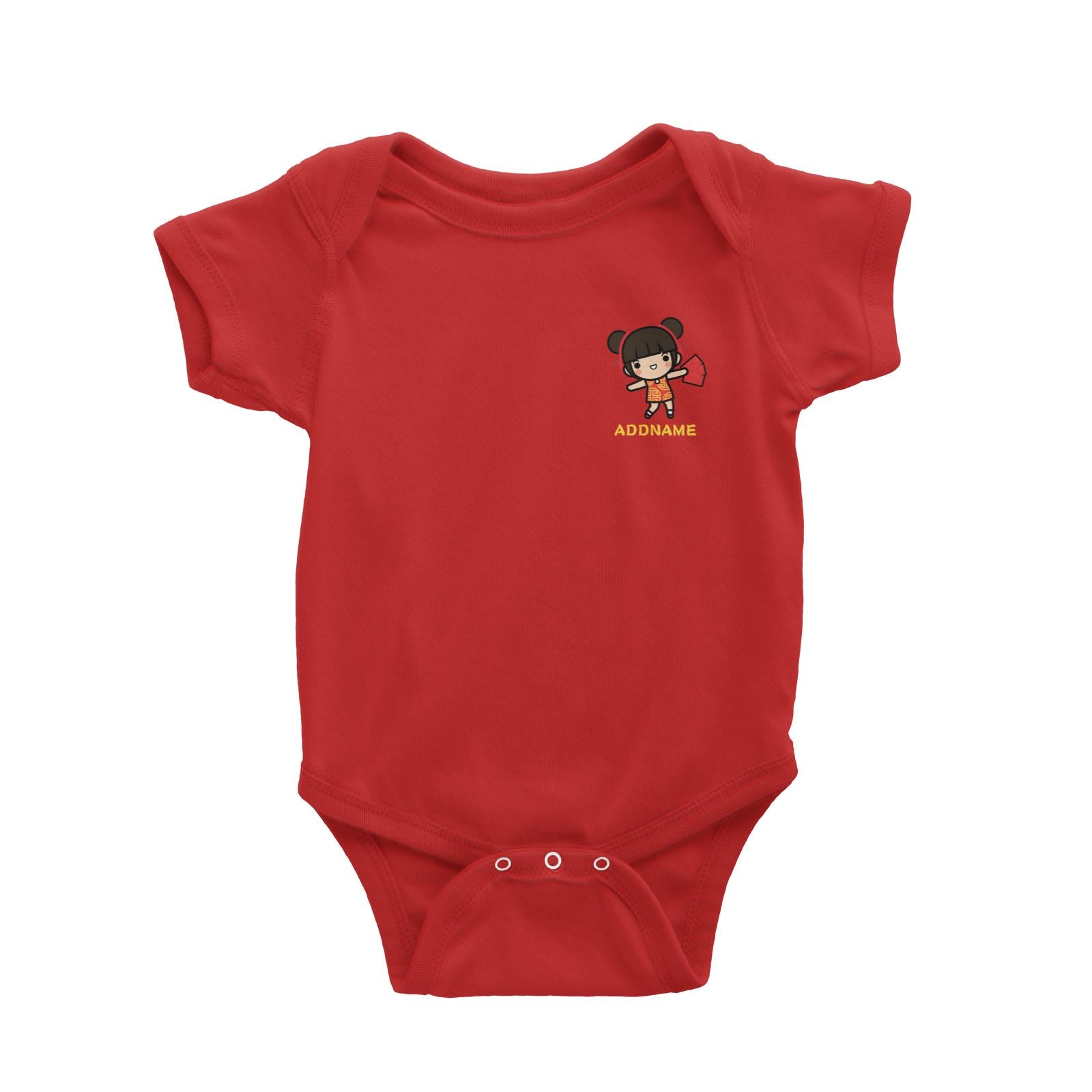 Prosperity CNY Girl with Red Packets Pocket Design Baby Romper