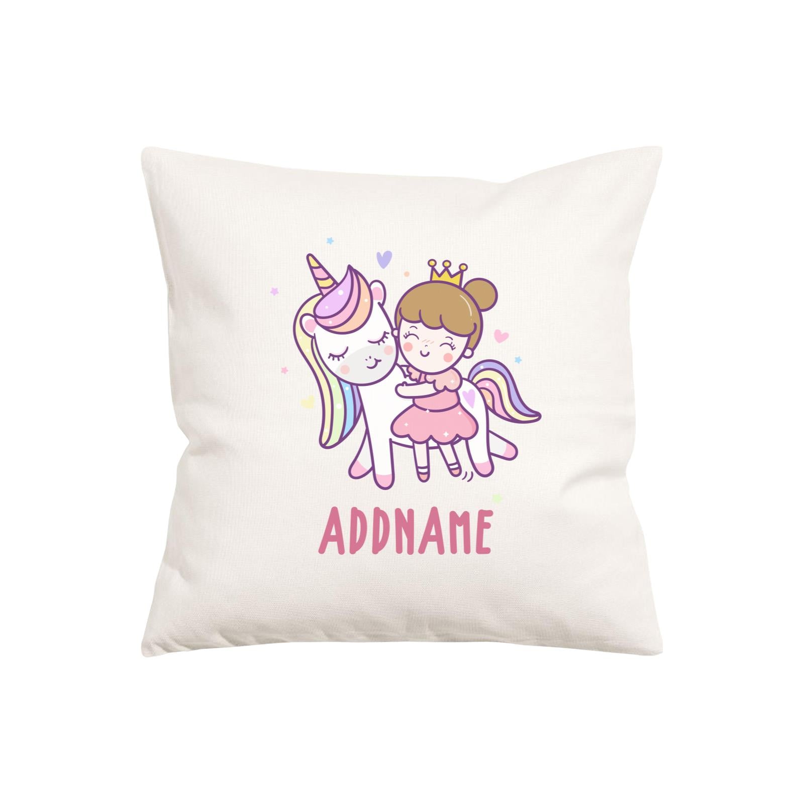 Unicorn And Princess Series Cute Unicorn With Princess Addname Pillow Cushion