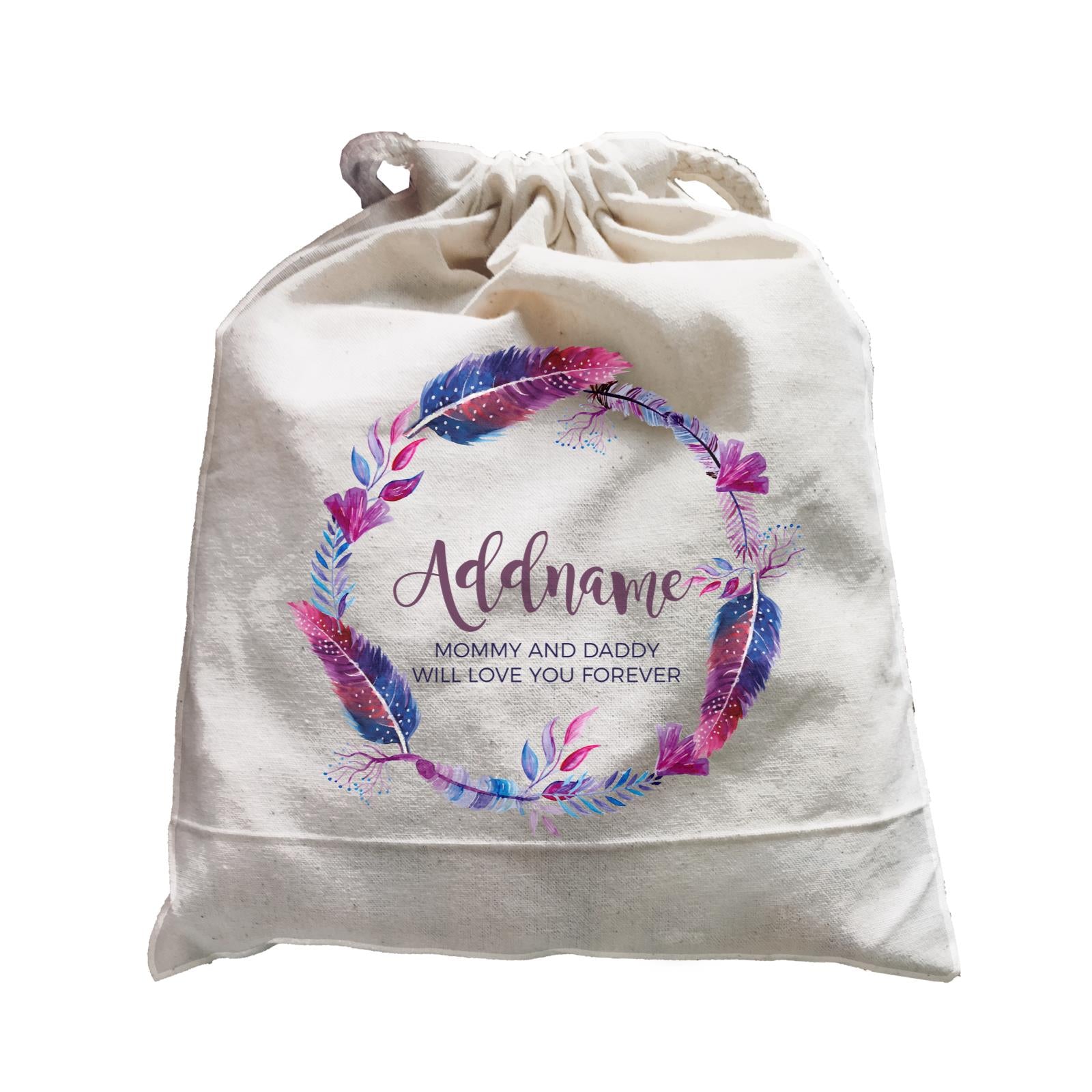 Purple Feather Wreath Personalizable with Name and Text Satchel