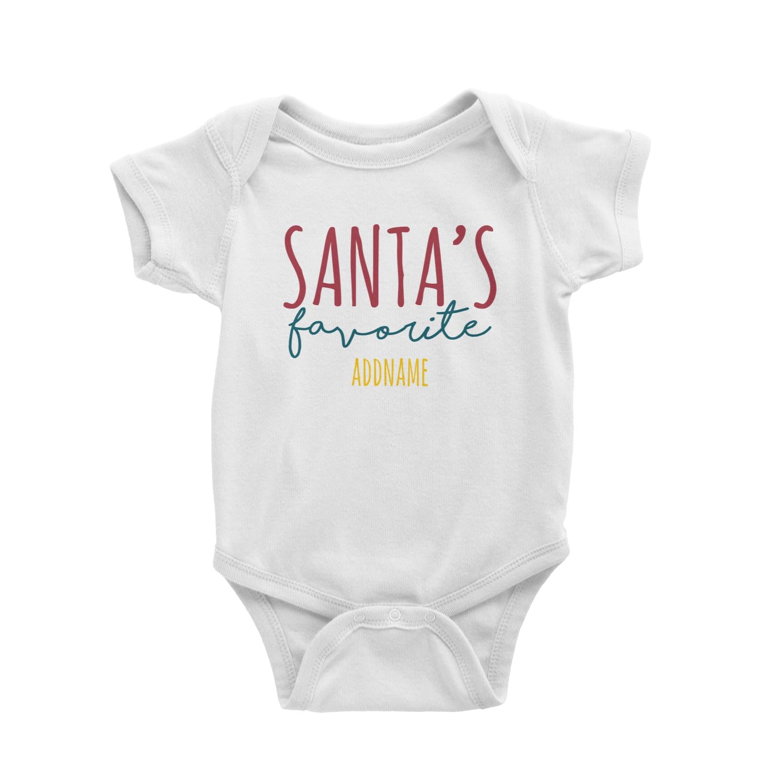 Santa's Favourite Lettering Addname Baby Romper Christmas Matching Family Personalizable Designs