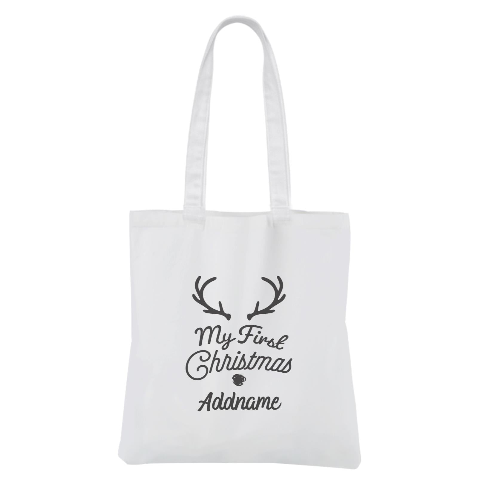 Christmas Series Antler My First Chistmas White Canvas Bag