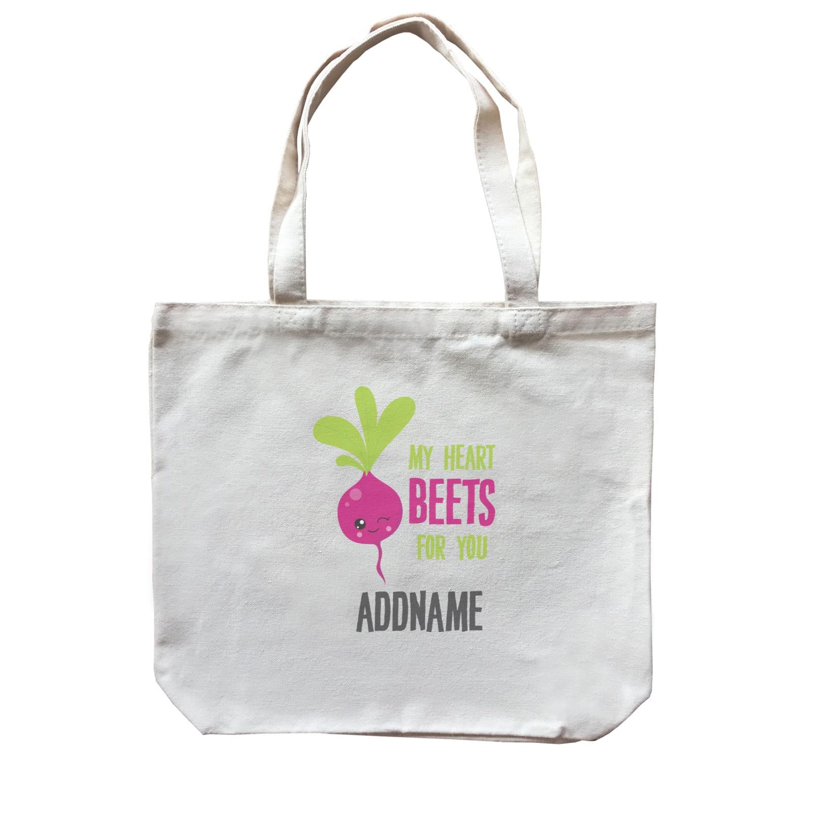 Love Food Puns My Heart Beets For You Addname Canvas Bag