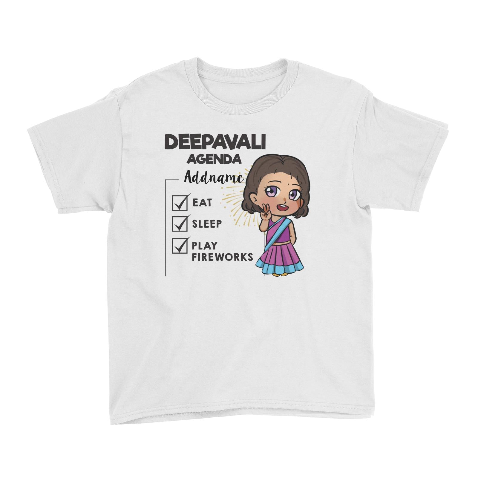 Deepavali Chibi Little Girl Agenda Addname Kid's T-Shirt