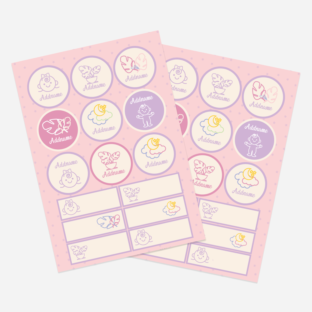 Dreamy Pink Name Label Stickers