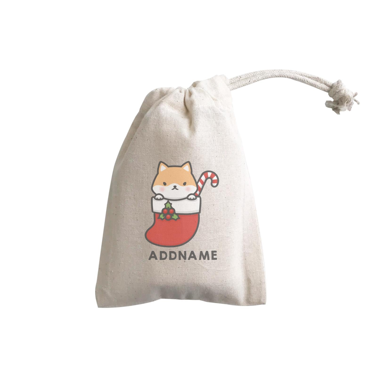 Xmas Cute Dog In Christmas Sock Addname GP Gift Pouch