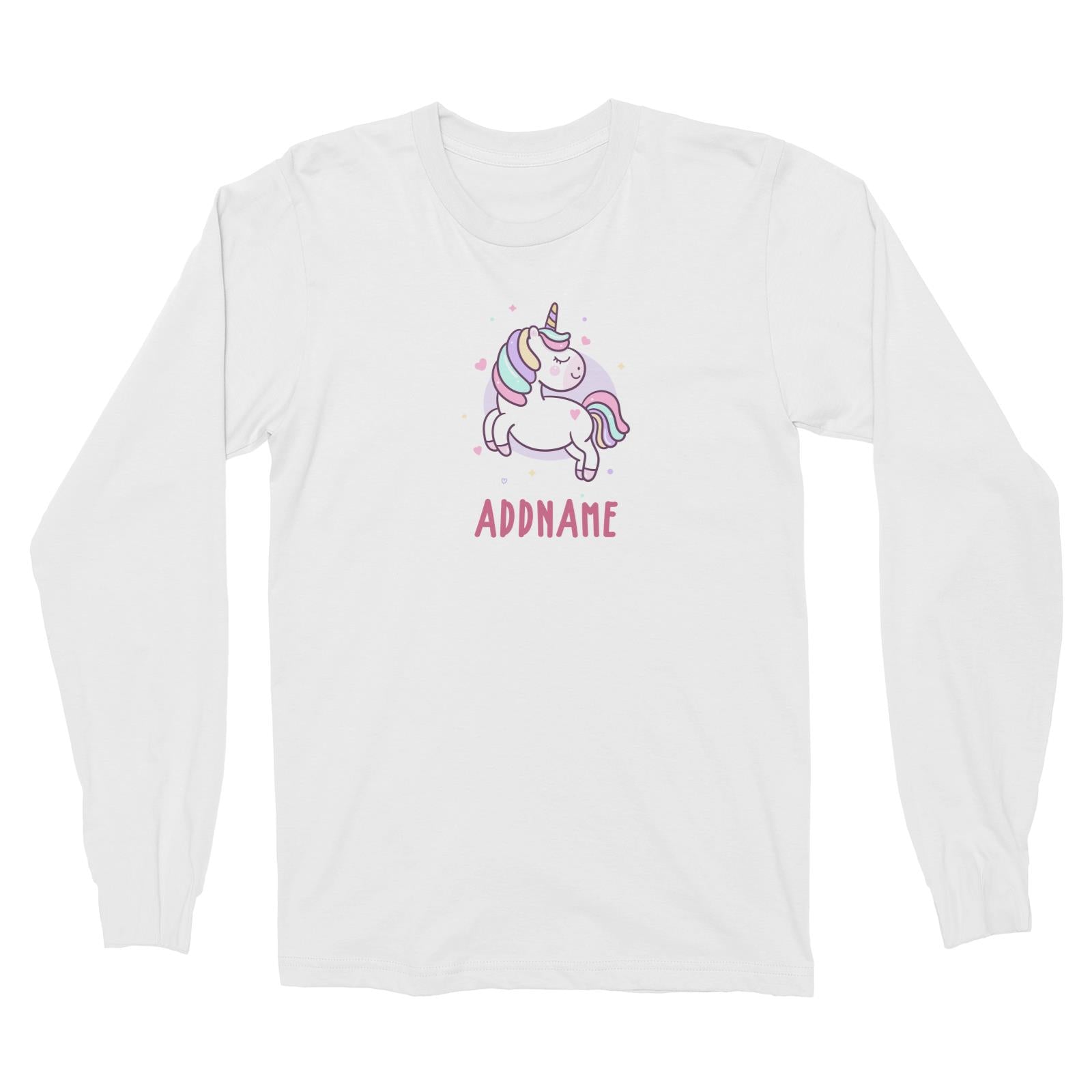 Unicorn And Princess Series Cute Pastel Unicorn Addname Long Sleeve Unisex T-Shirt