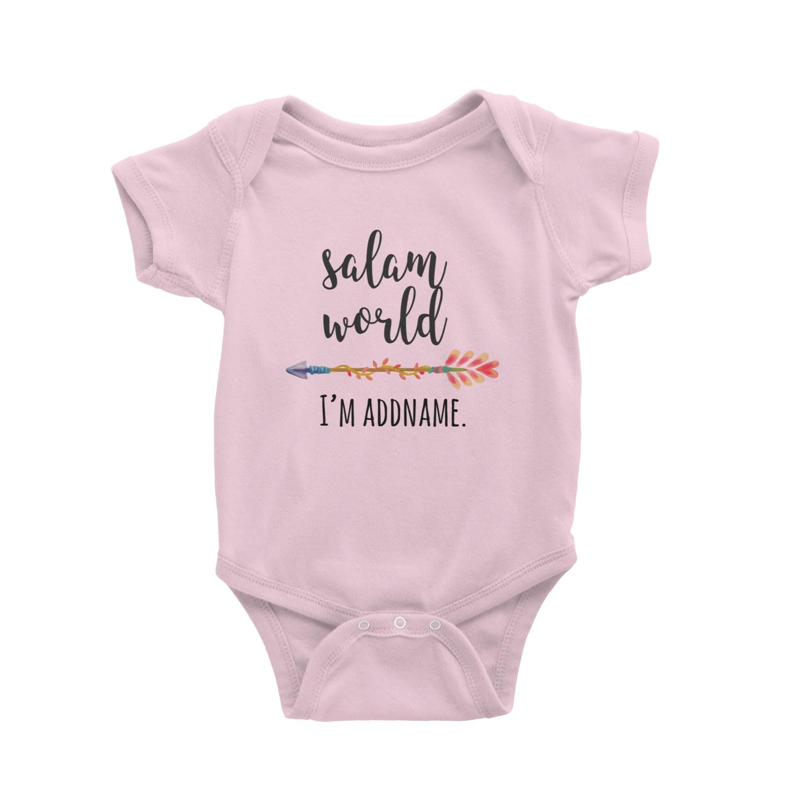 Salam World I'm Addname with Arrow Baby Romper Personalizable Designs Basic Newborn