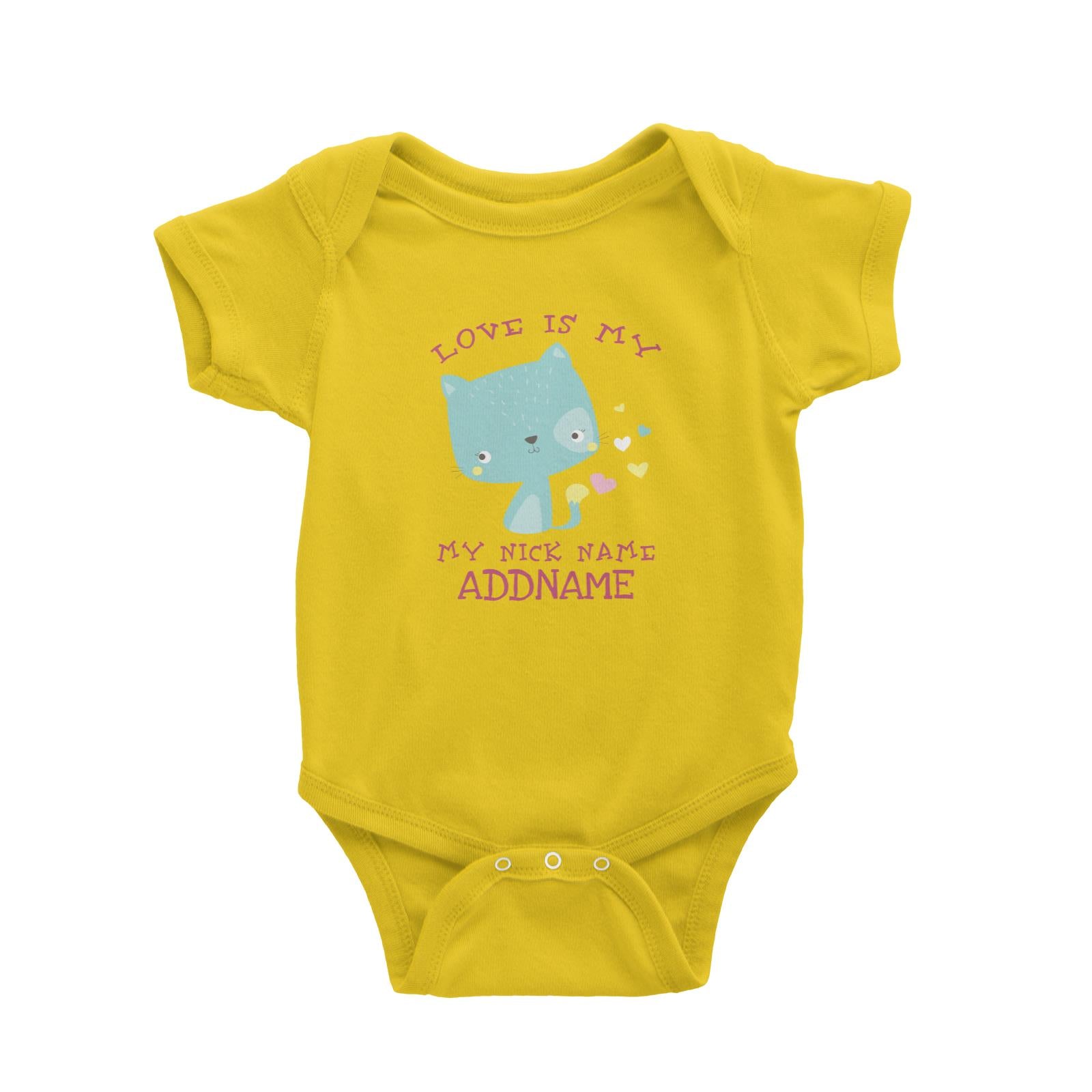 Love Is My Nickname Pastel Cat Addname Baby Romper