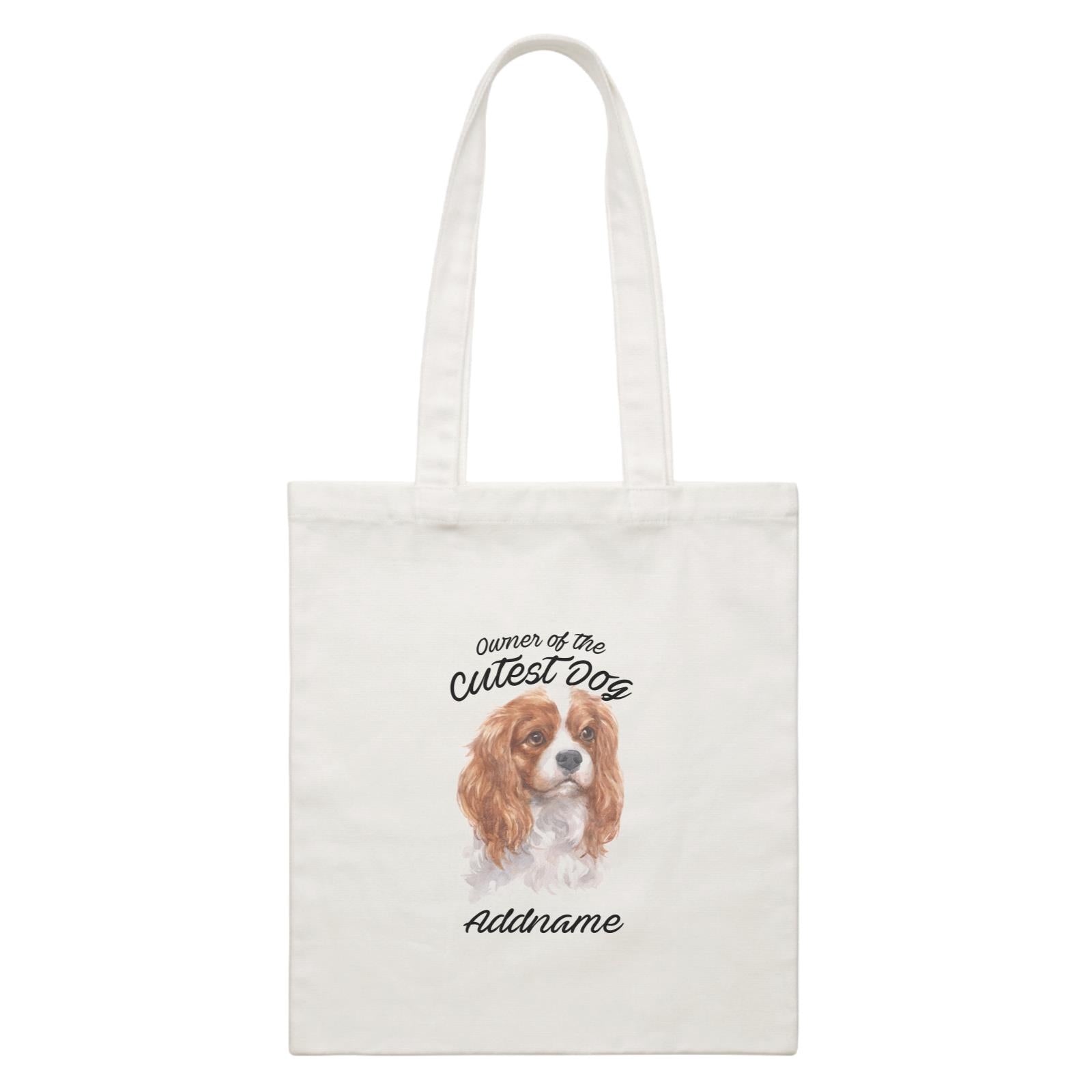 Watercolor Dog Owner Of The Cutest Dog King Charles Spaniel Addname White Canvas Bag