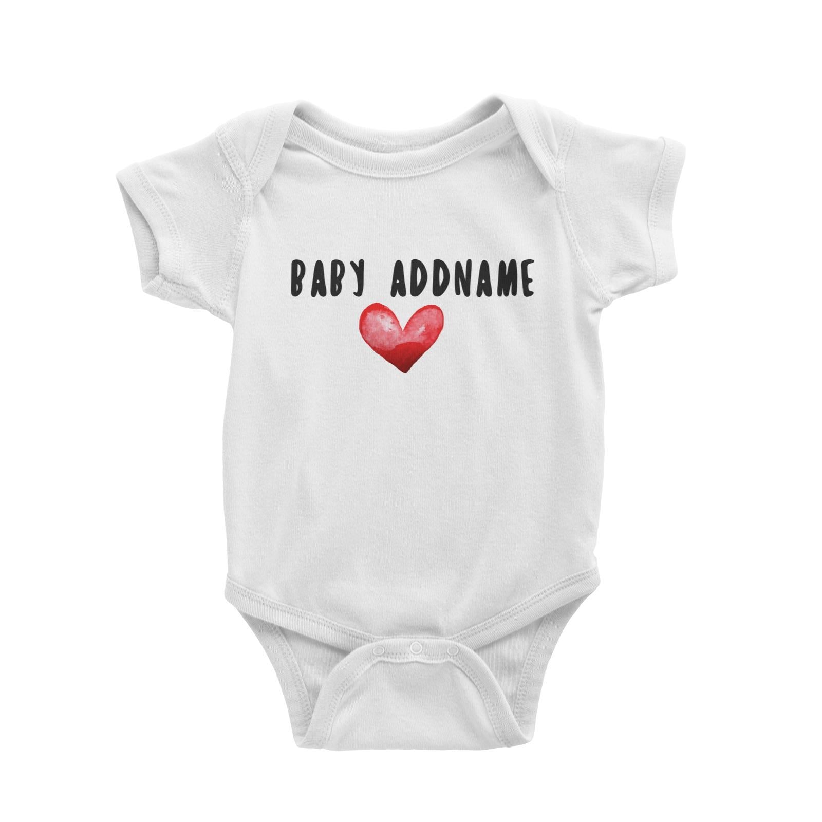 Baby Addname with Big Red Heart Baby Romper Personalizable Designs Basic Newborn
