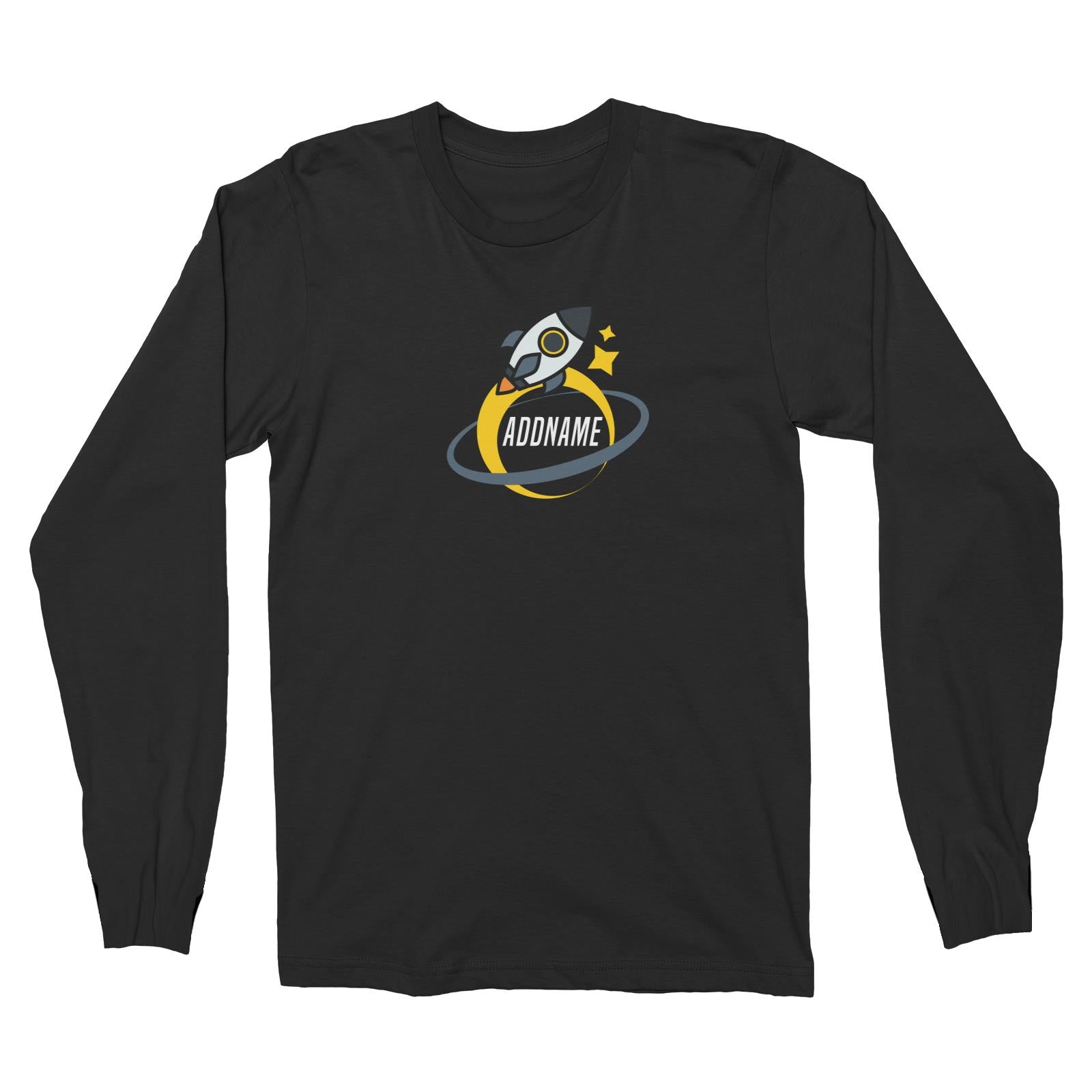 Birthday Rocket To Galaxy Moon And Star Addname Long Sleeve Unisex T-Shirt