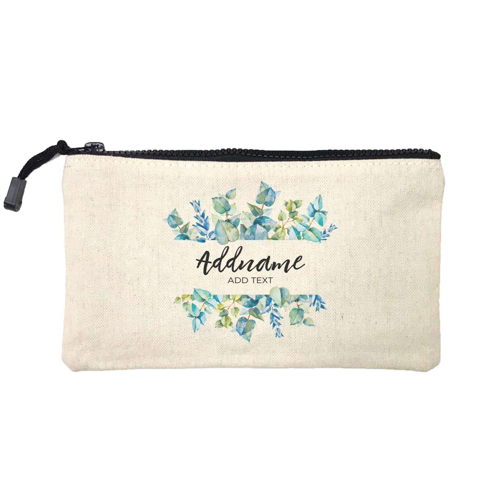 Add Your Own Text Teacher Blue Leaves Box Addname And Add Text Mini Accessories Stationery Pouch
