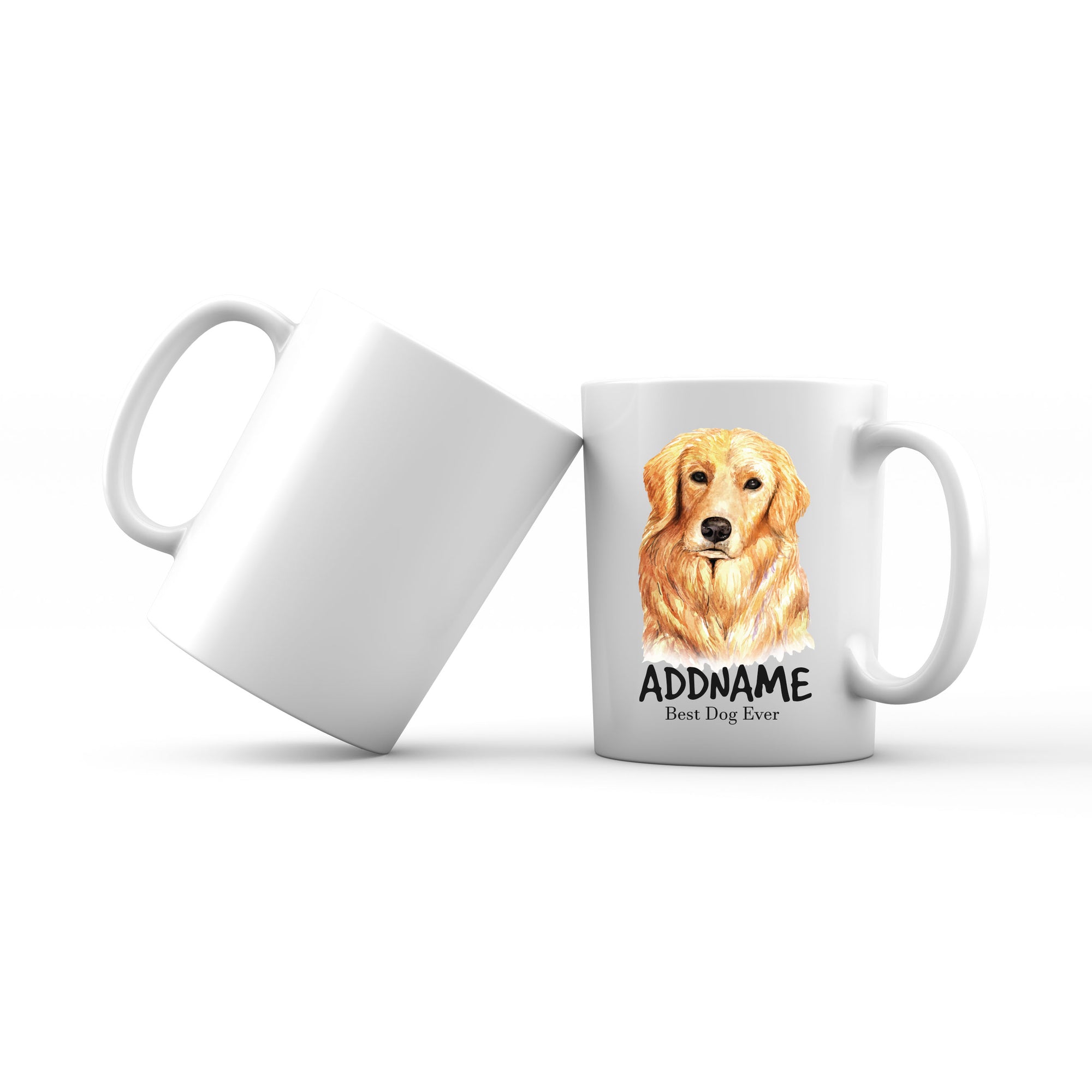 Watercolor Dog Golden Retriever Best Dog Ever Addname Mug
