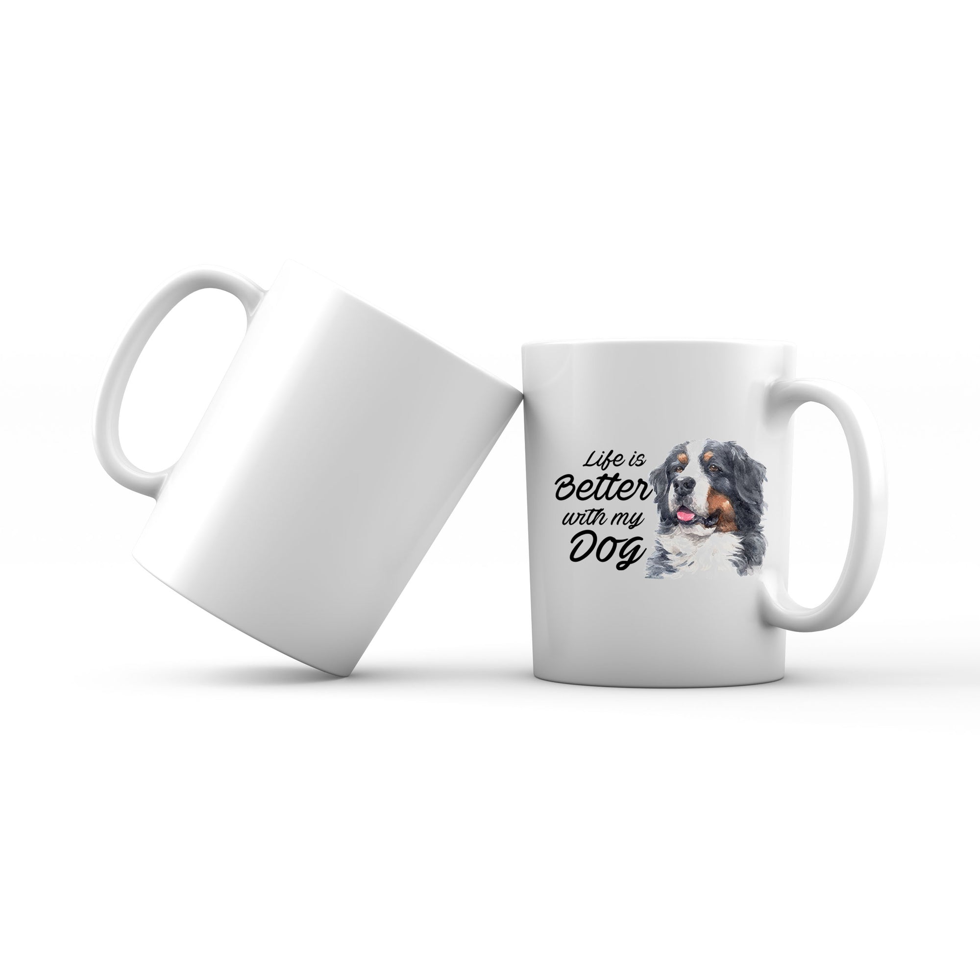 Watercolor Life is Better With My Dog Bernese Mountain Dog Addname Mug
