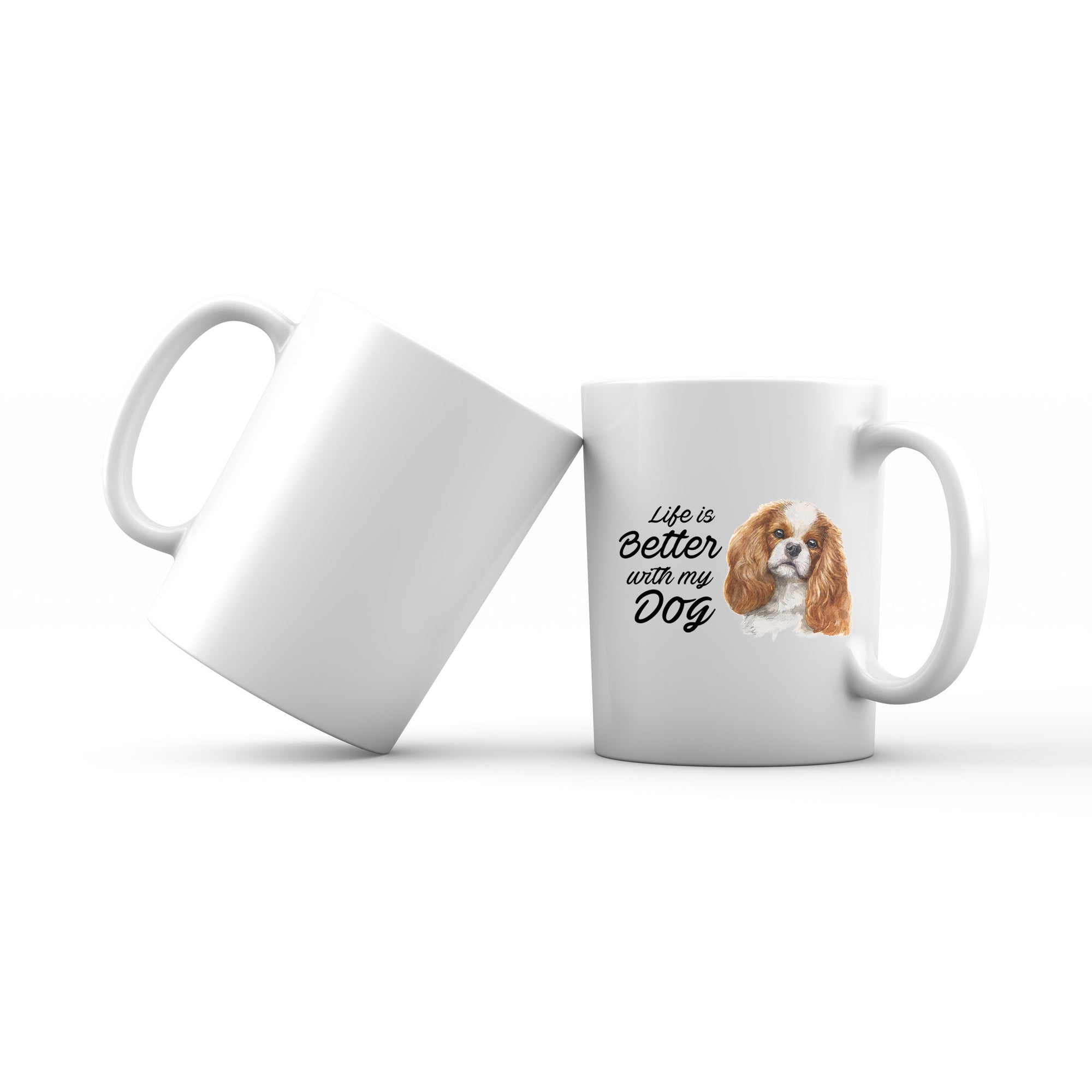 Watercolor Life is Better With My Dog King Charles Spaniel Curly Addname Mug