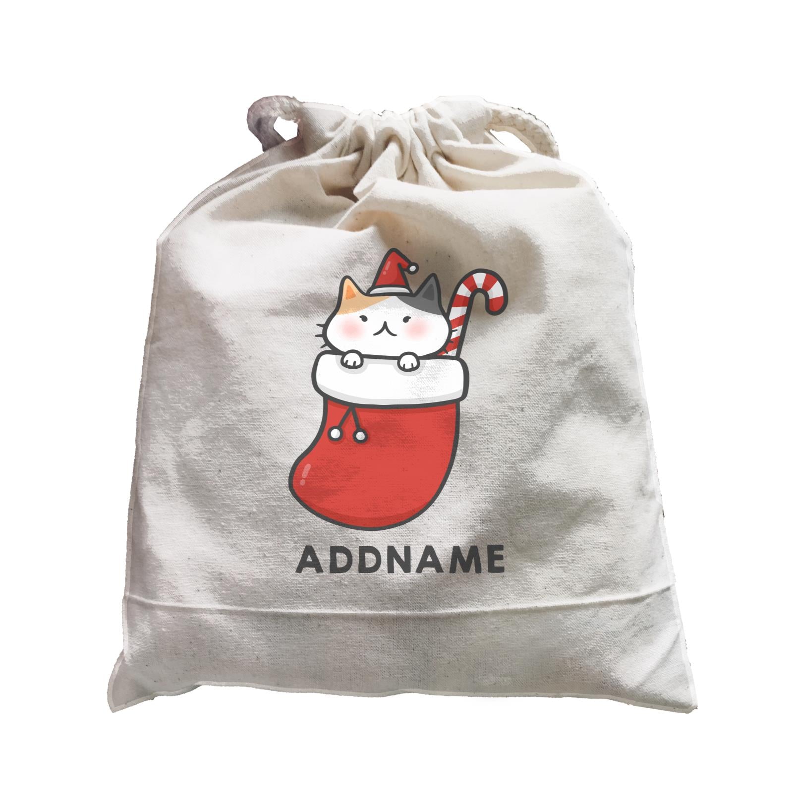 Xmas Cute Cat In Christmas Sock Addname Accessories Satchel