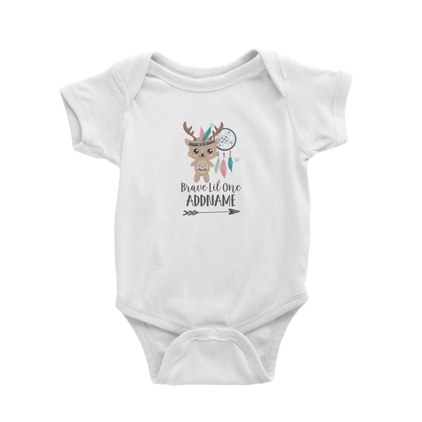 Cute Tribe Animals Deer Brave Lil One Addname White Baby Romper