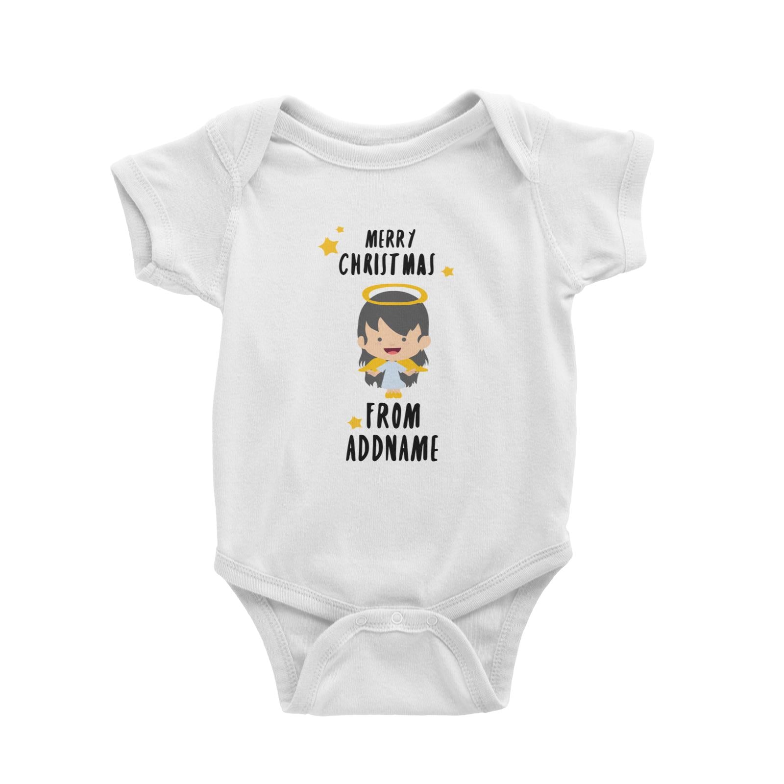 Cute Girl Angel Merry Christmas Addname Baby Romper  Personalizable Designs Matching Family