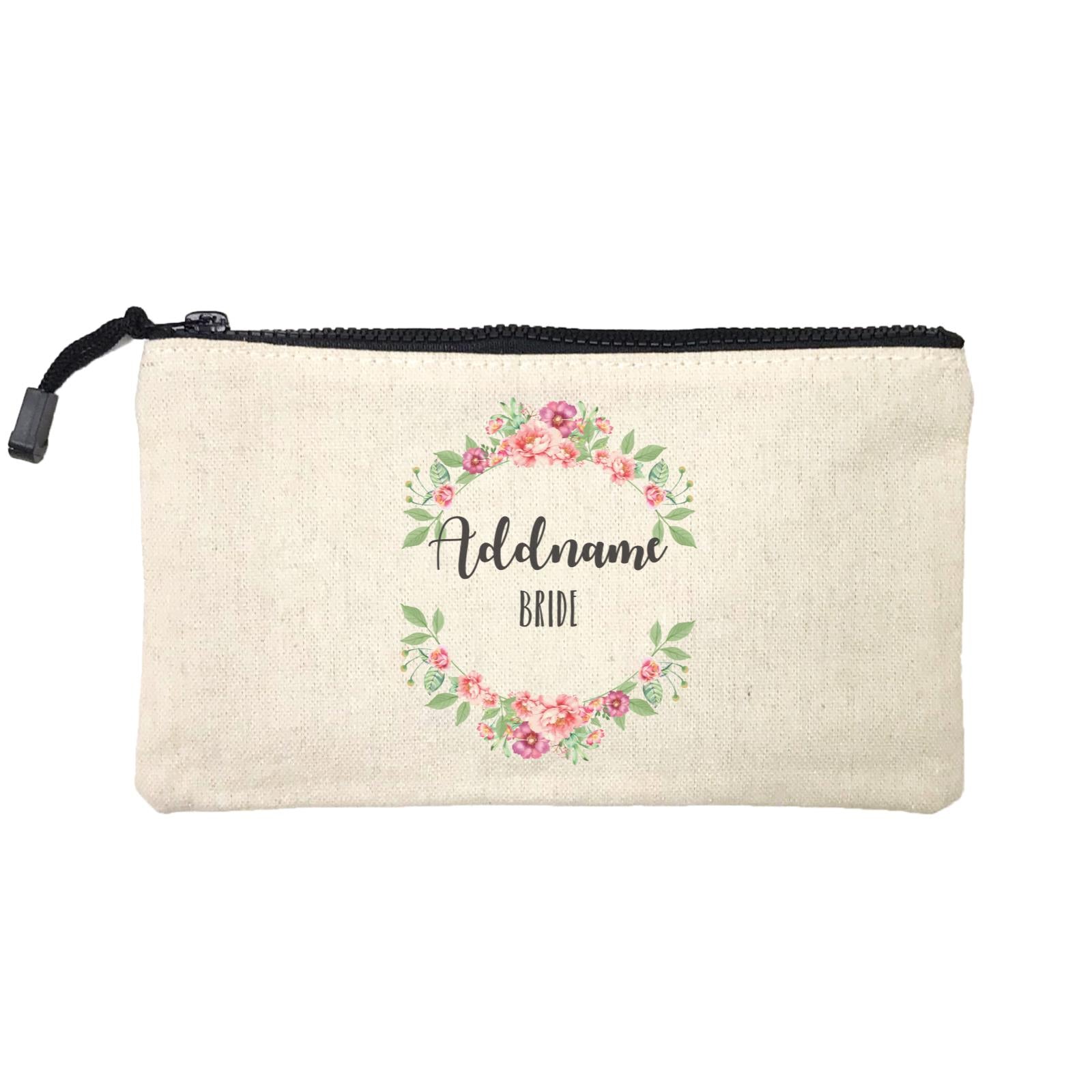 Bridesmaid Floral Sweet Coral Flower Wreath Bride Addname Mini Accessories Stationery Pouch