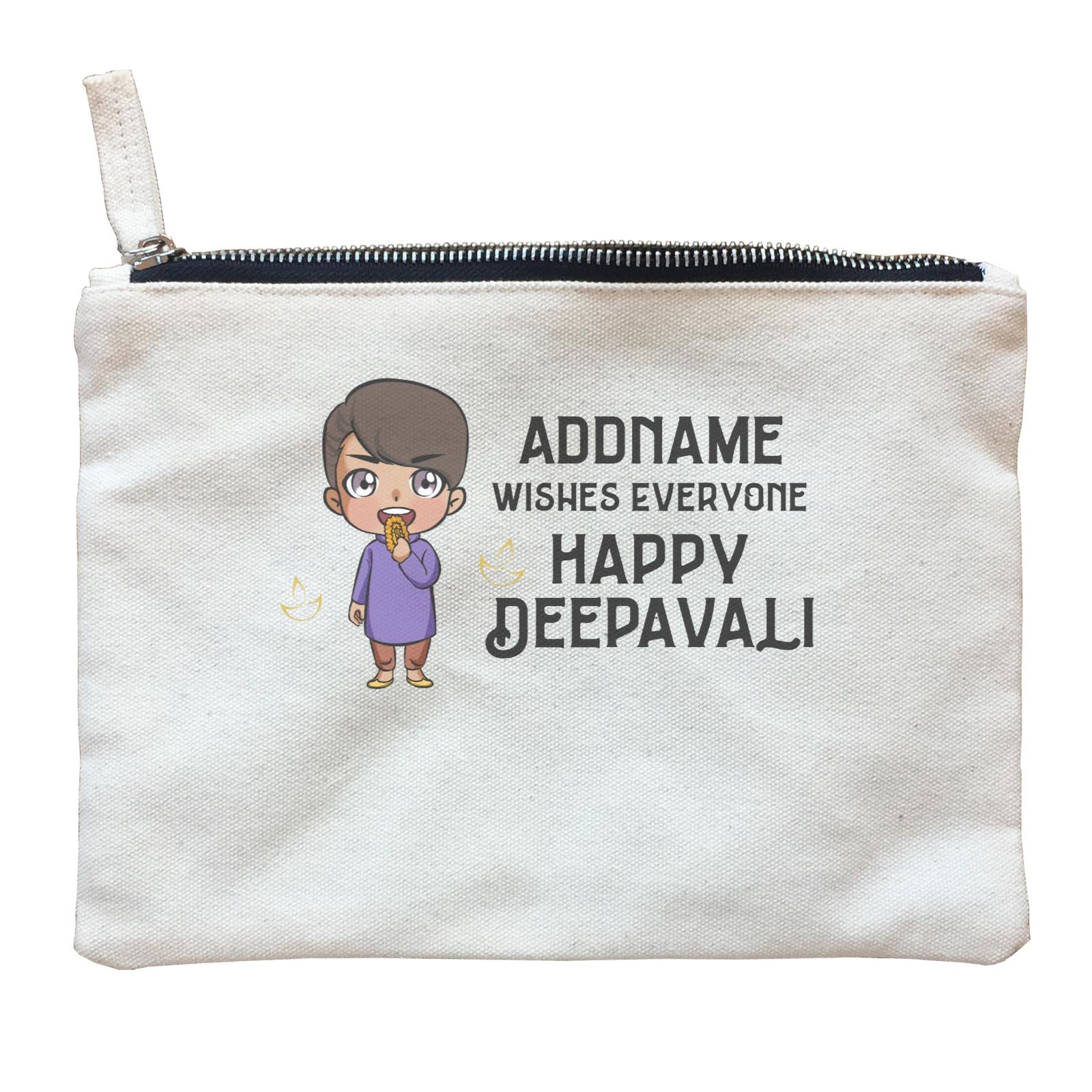 Deepavali Chibi Little Boy Front Addname Wishes Everyone Deepavali Zipper Pouch