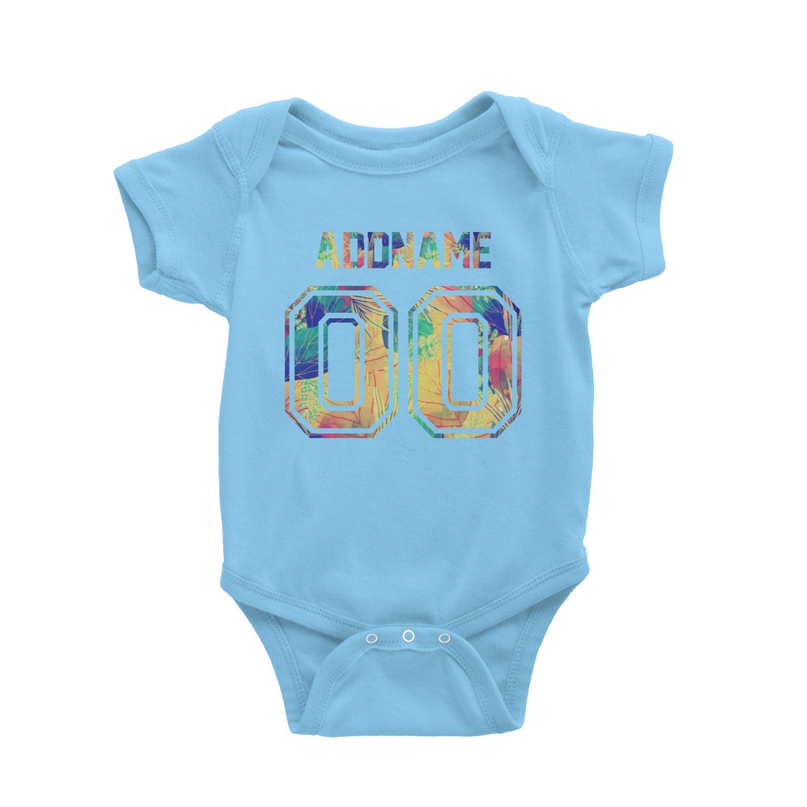 Jersey Colourful Nature Pattern With Name and Number Baby Romper