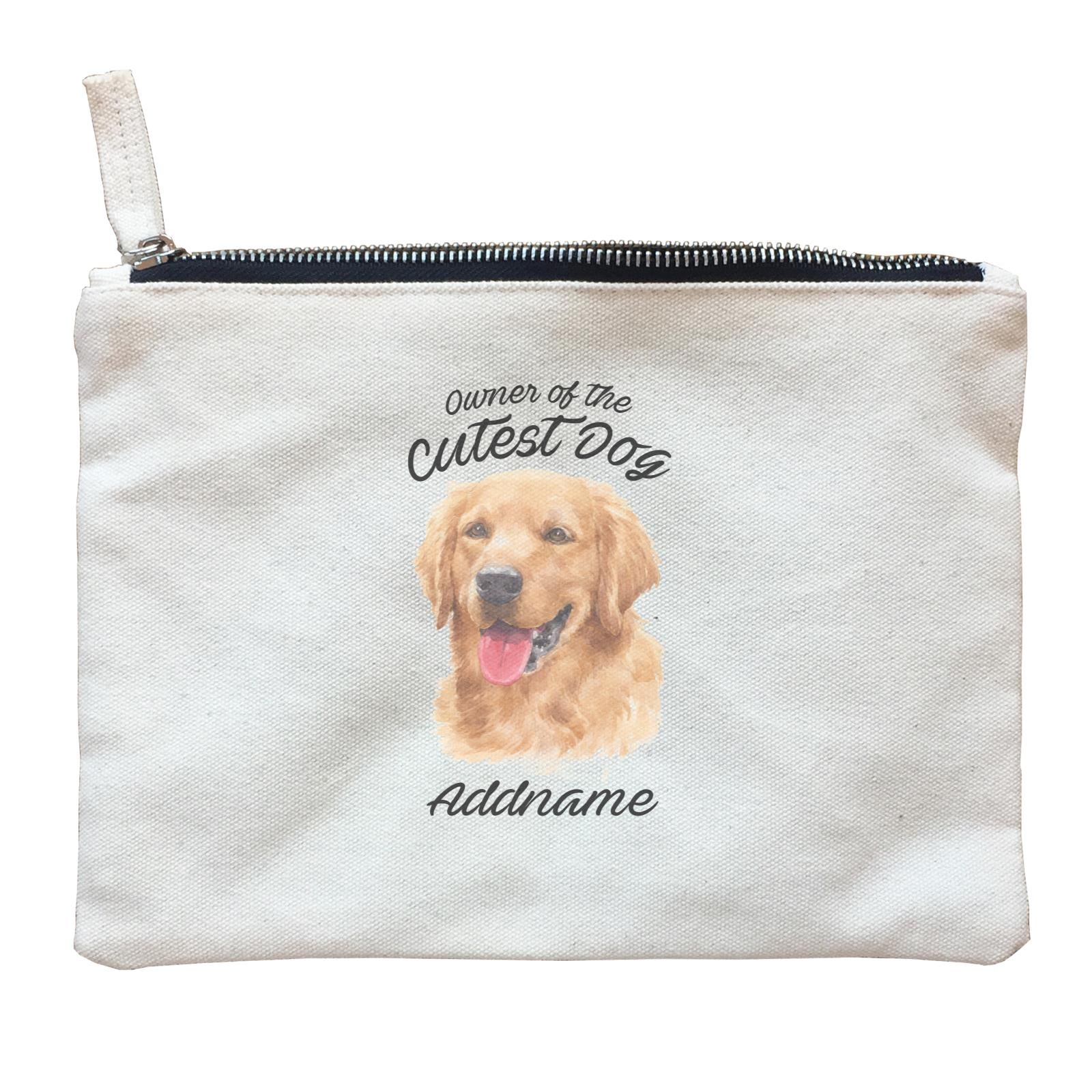 Watercolor Dog Owner Of The Cutest Dog Golden Retriever Addname Zipper Pouch