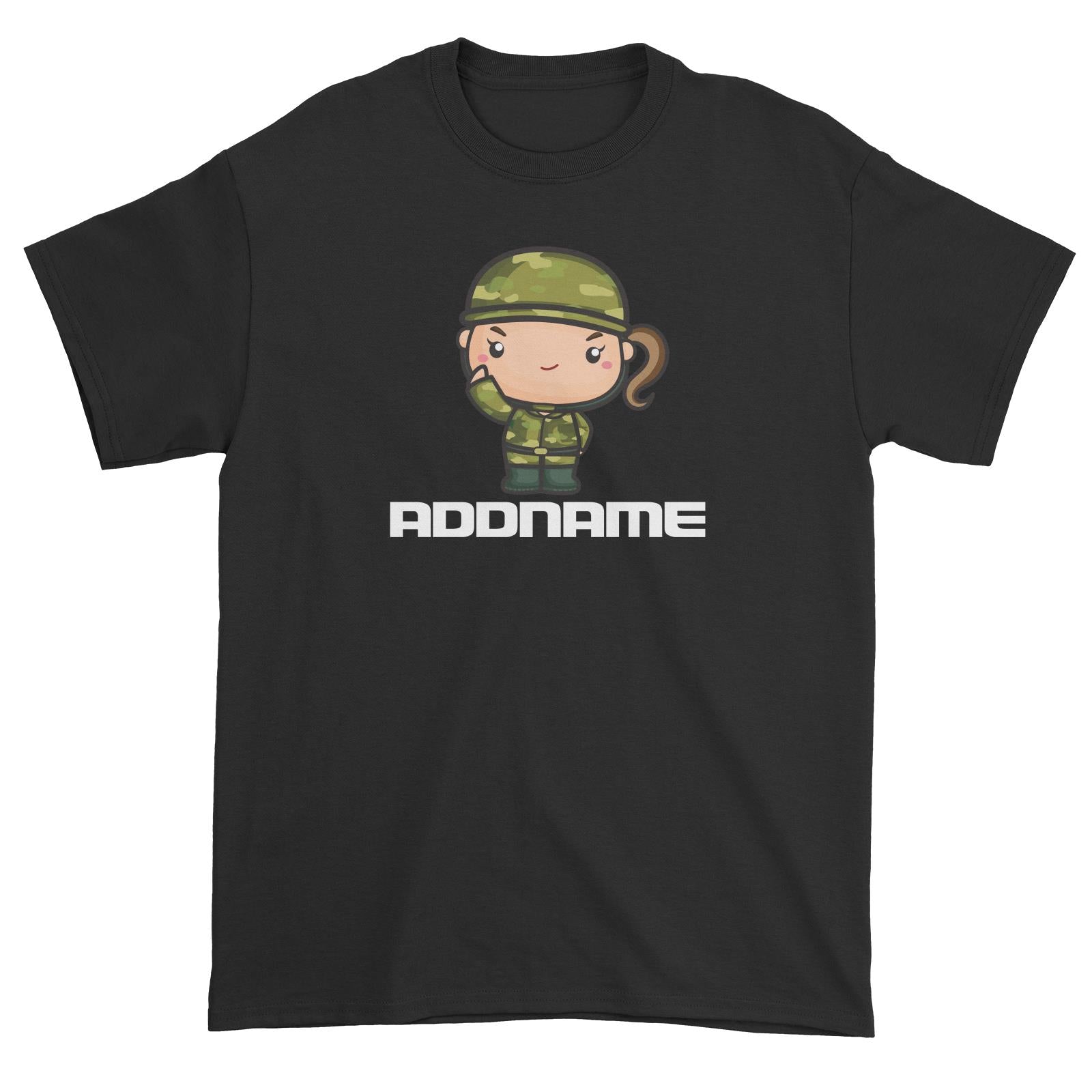Birthday Battle Theme Army Soldier Girl Addname Unisex T-Shirt