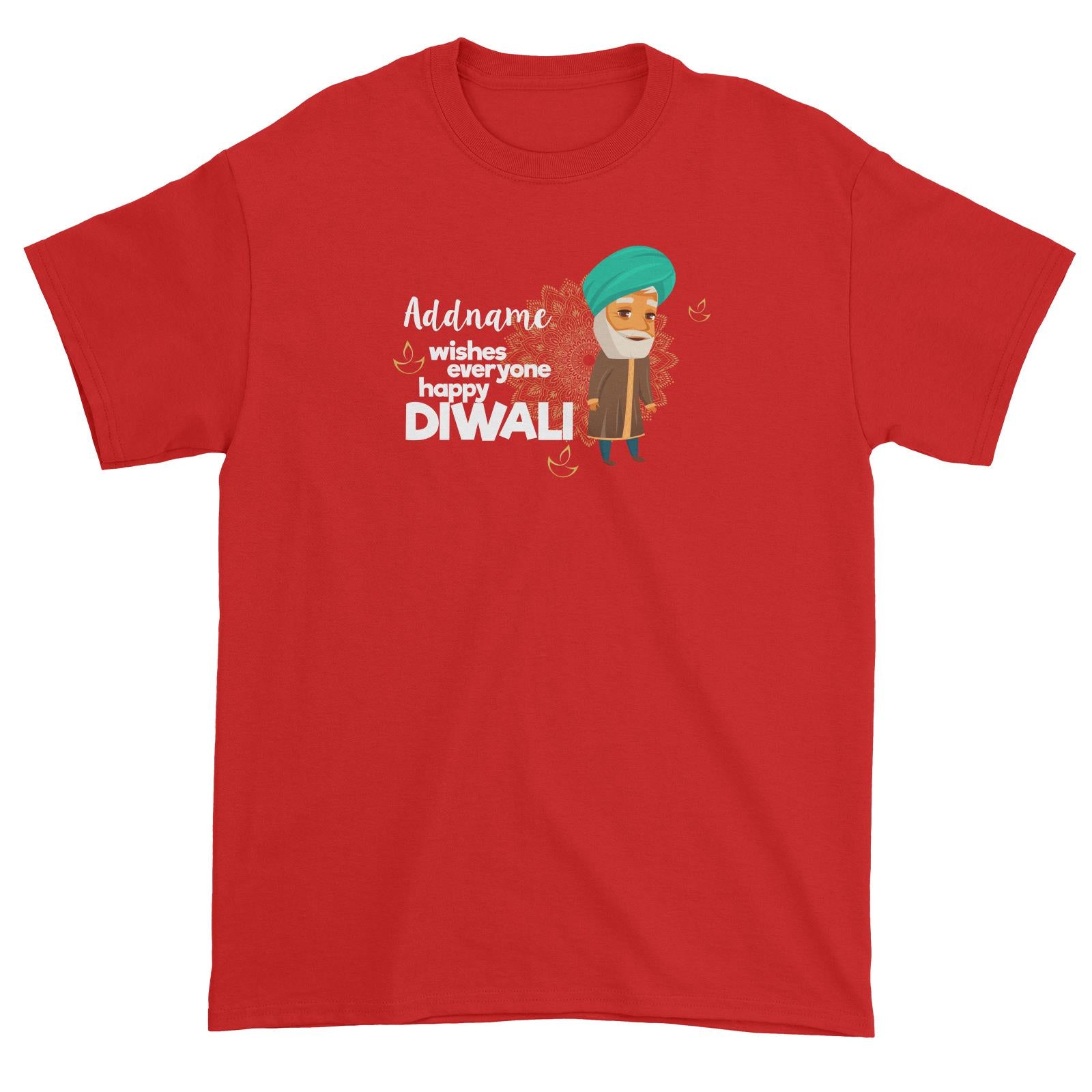 Cute Grandpa Wishes Everyone Happy Diwali Addname Unisex T-Shirt