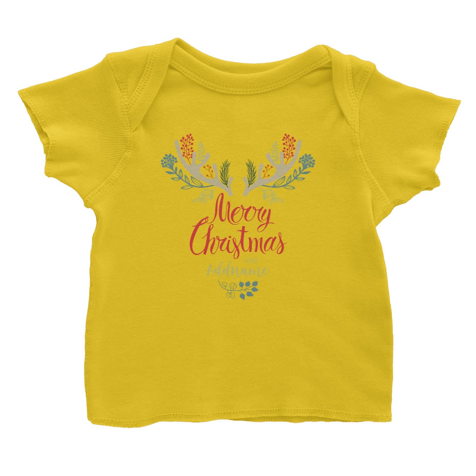 Christmas Reindeer Icon With Merry Christmas Addname Baby T-Shirt