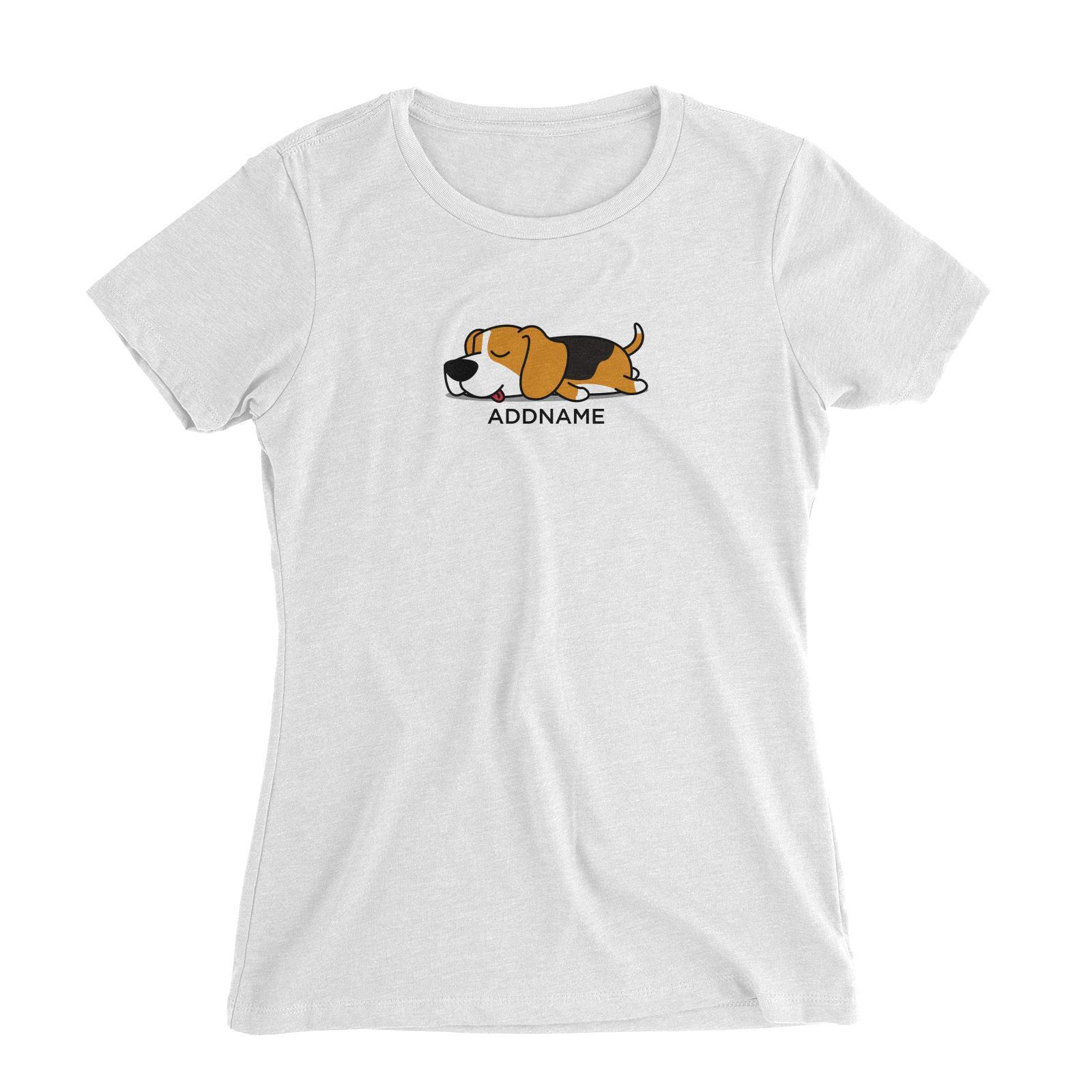 Lazy Beagle Dog Addname Women's Slim Fit T-Shirt