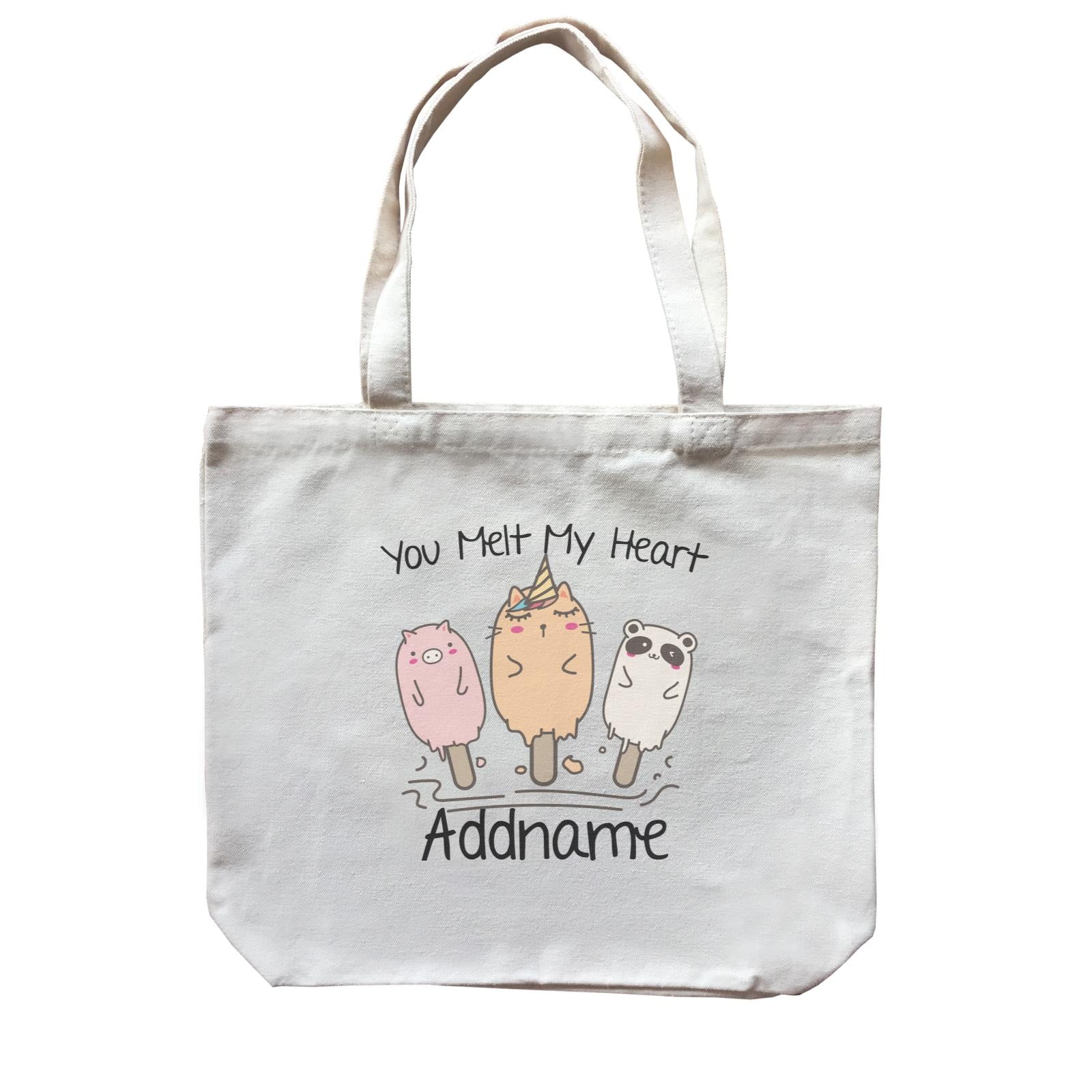 Cute Animals And Friends Series You Melt My Heart Animal Addname Canvas Bag
