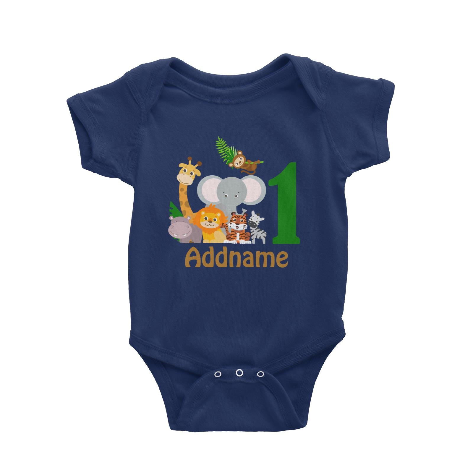 Animal Safari Jungle Birthday Theme Personalizable with Name and Number Baby Romper