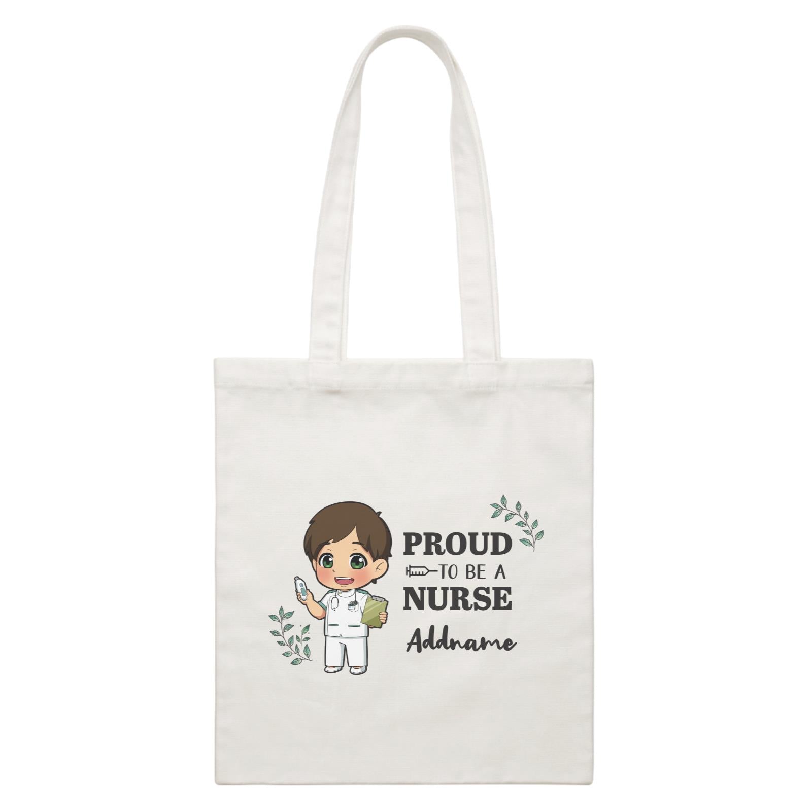 Proud To Be A Nurse Chibi Male Chinese White Canvas Bag