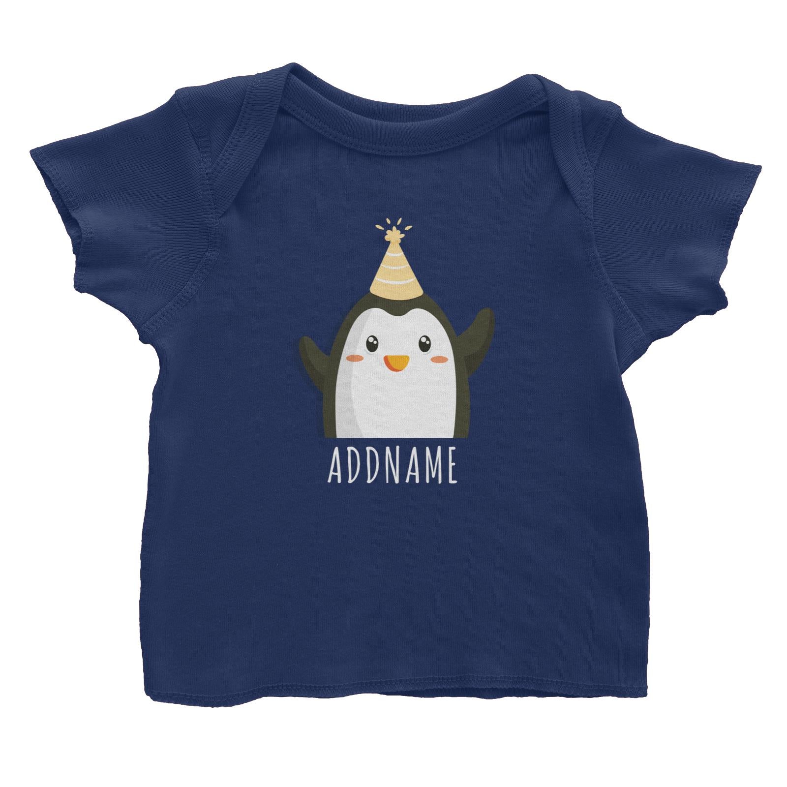 Birthday Cute Penguin Wearing Party Hat Addname Baby T-Shirt