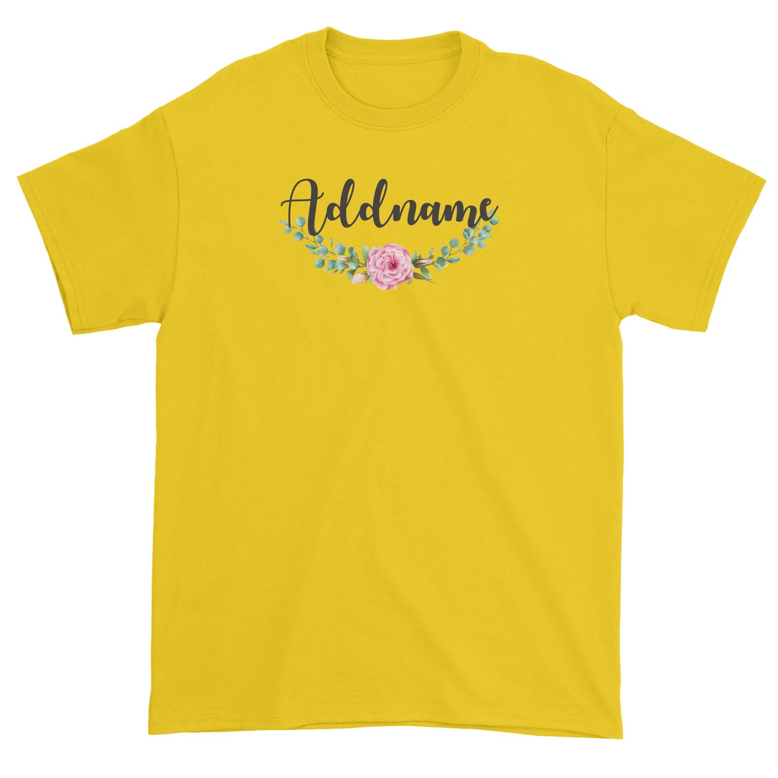 Bridesmaid Floral Modern Pink Flowers Addname Unisex T-Shirt