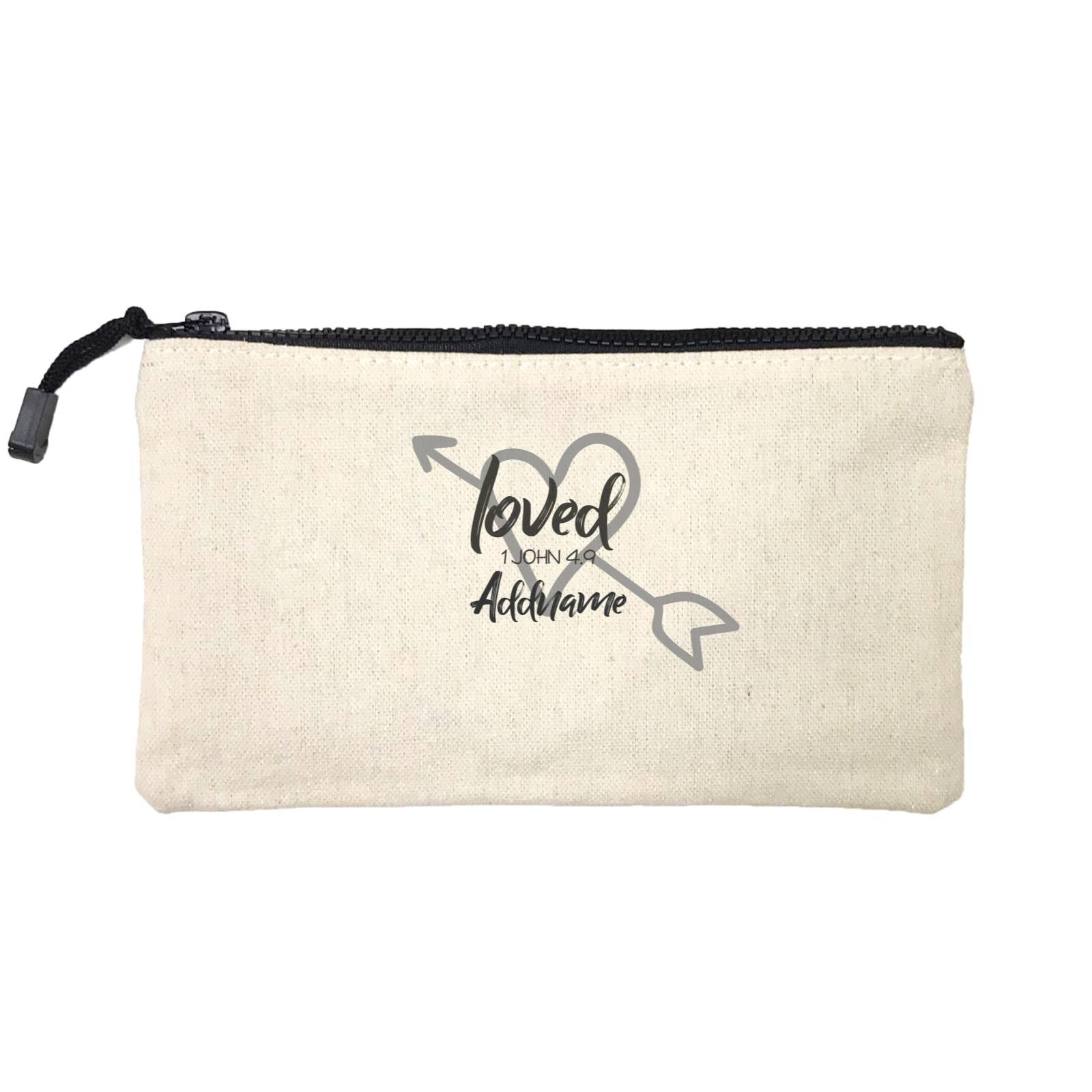 Loved Family Loved With Heart And Arrow 1 John 4.9 Addname Mini Accessories Stationery Pouch