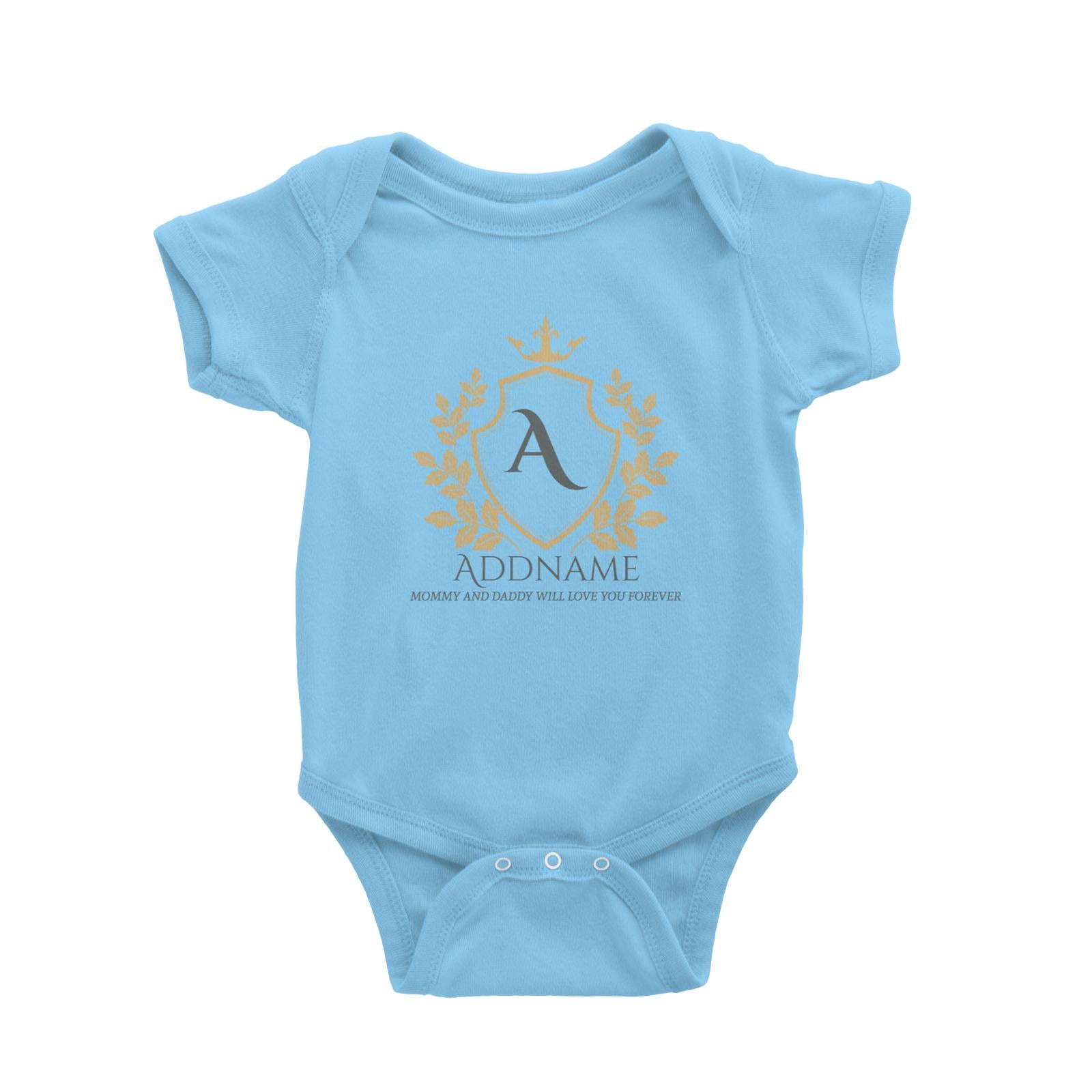 Royal Emblem Logo with Crown 2 Personalizable with Initial Name and Text Baby Romper