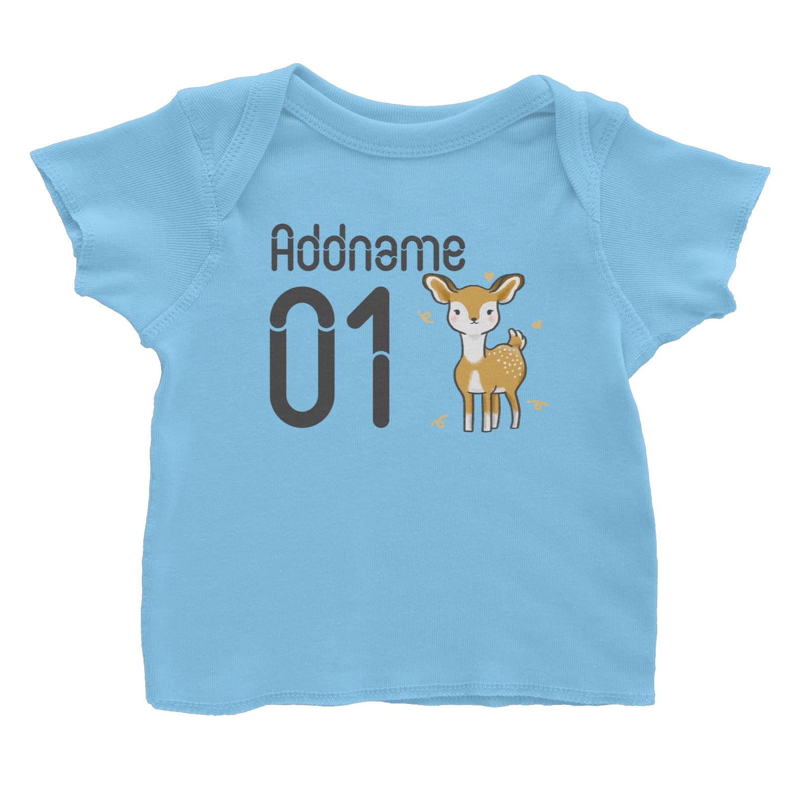 Name and Number Cute Hand Drawn Style Deer Baby T-Shirt
