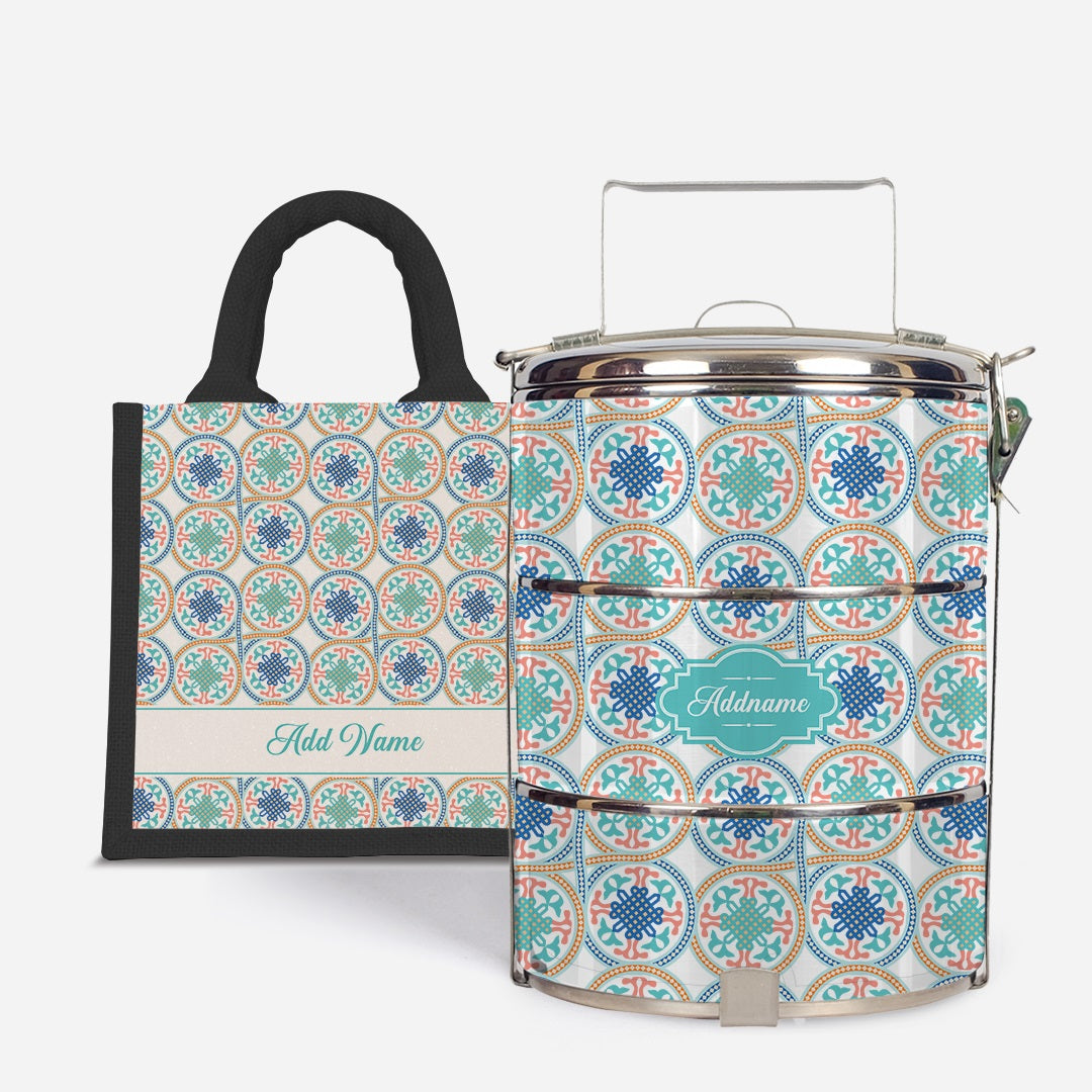 Moroccan Series Standard Tiffin With Half Lining Lunch Bag  - Chahid Black