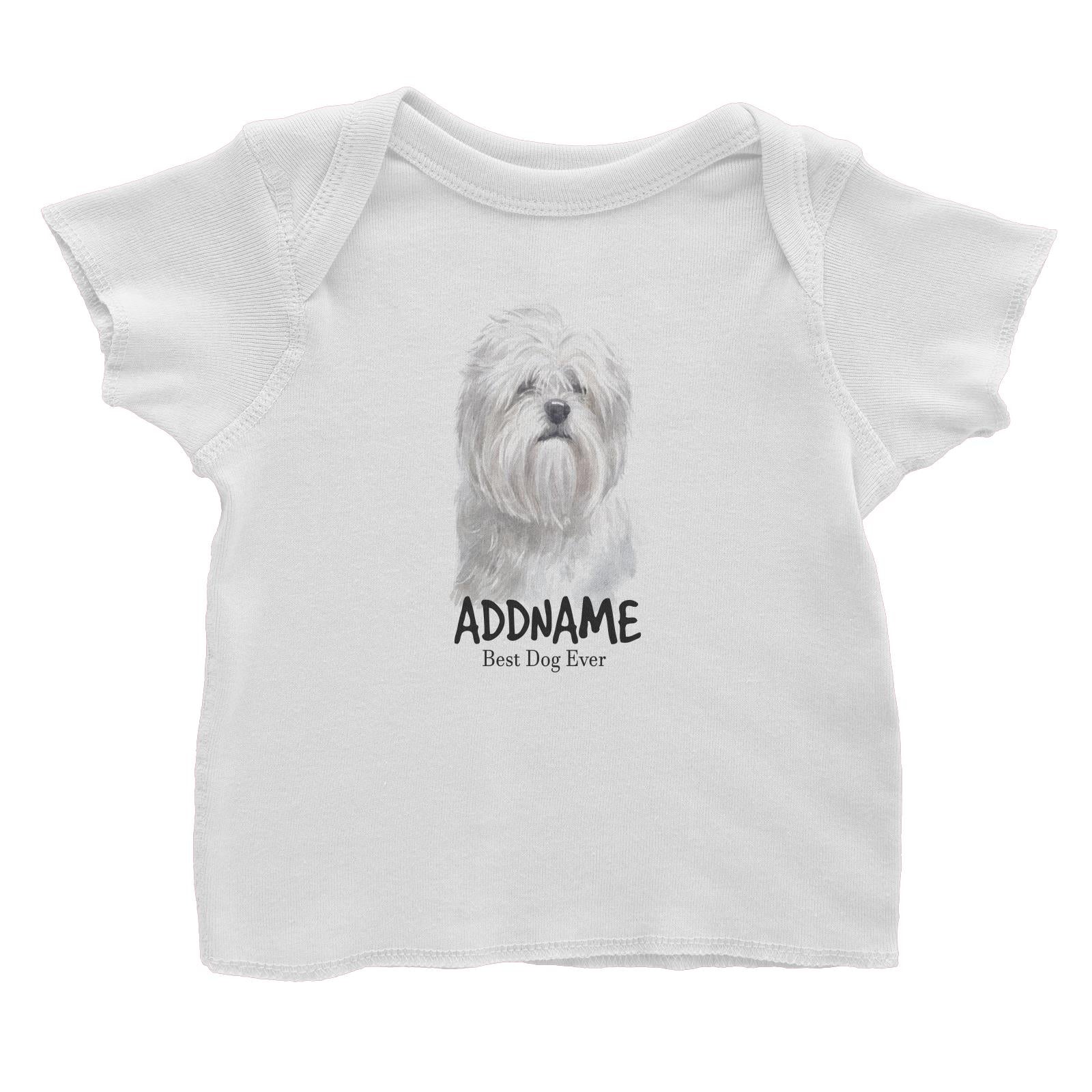 Watercolor Dog Lhasa Apso Best Dog Ever Addname Baby T-Shirt