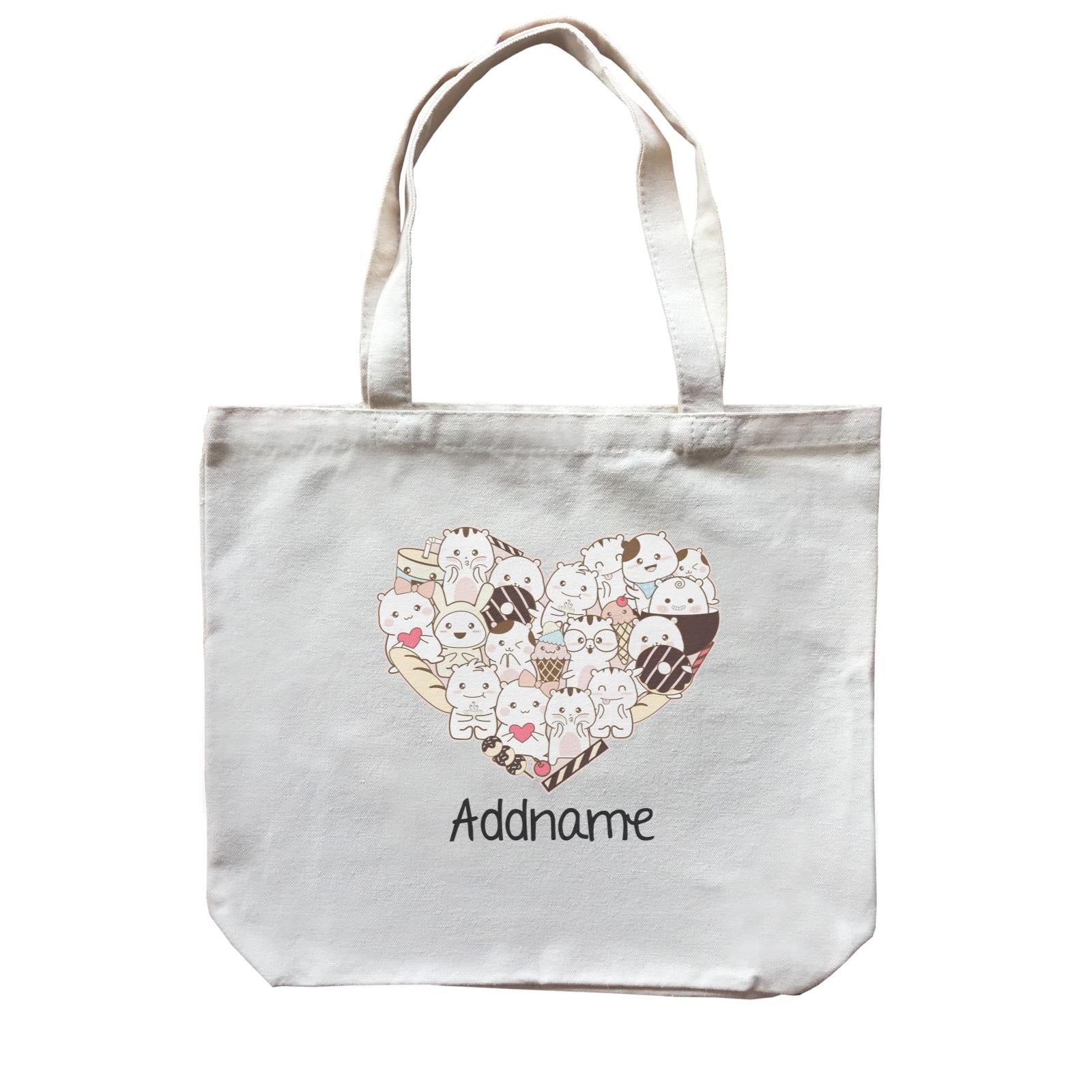 Cute Animals And Friends Series Cute Hamster Group Heart Addname Canvas Bag