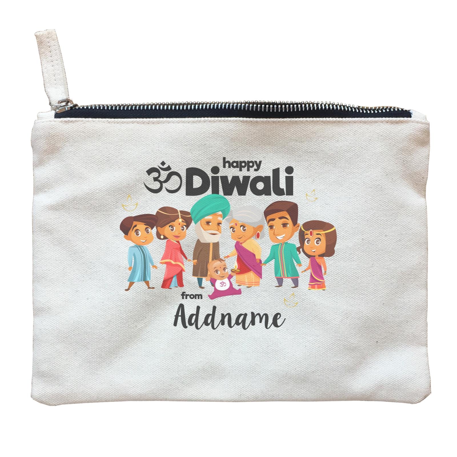 Cute Family Extended OM Happy Diwali From Addname Zipper Pouch