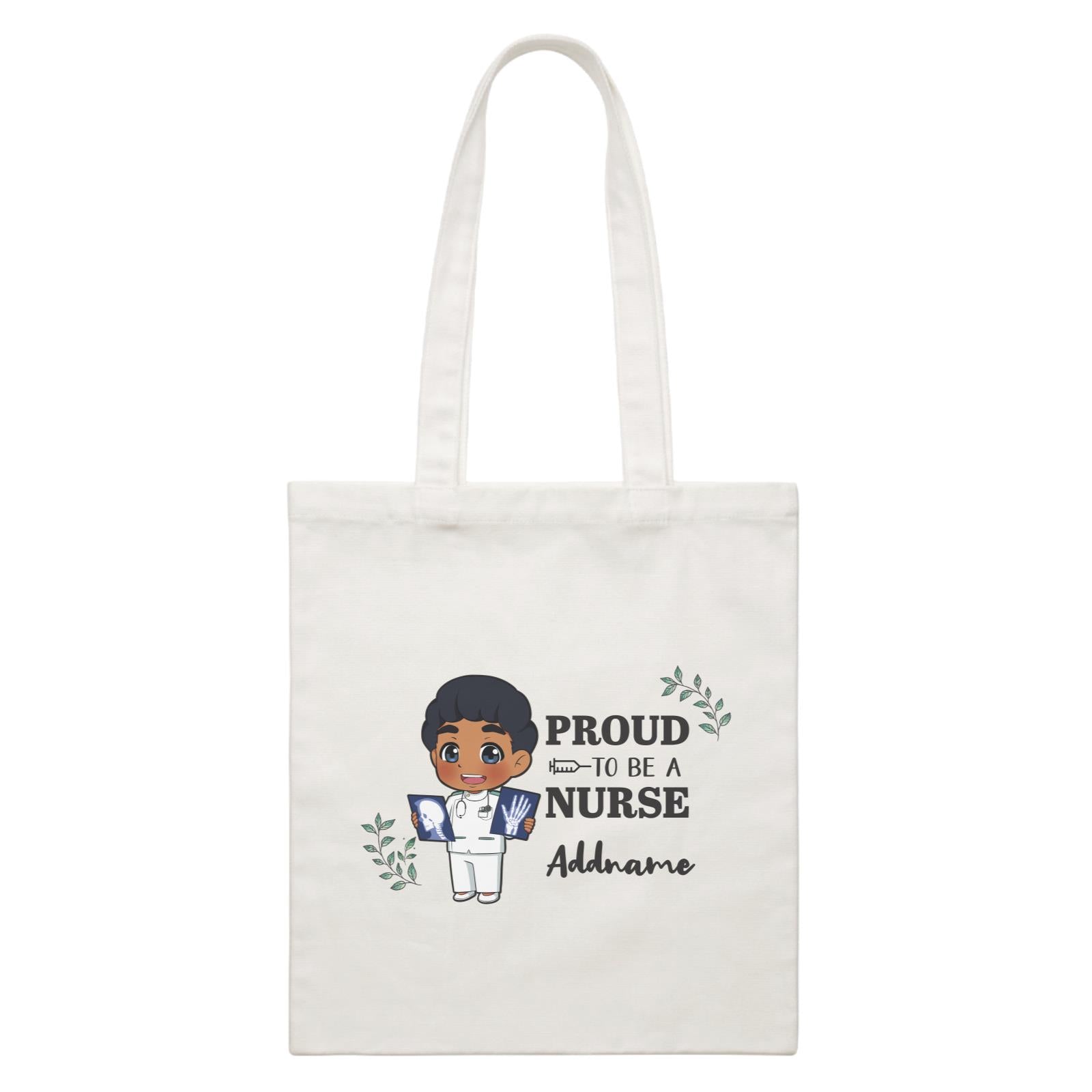 Proud To Be A Nurse Chibi Male Indian White Canvas Bag