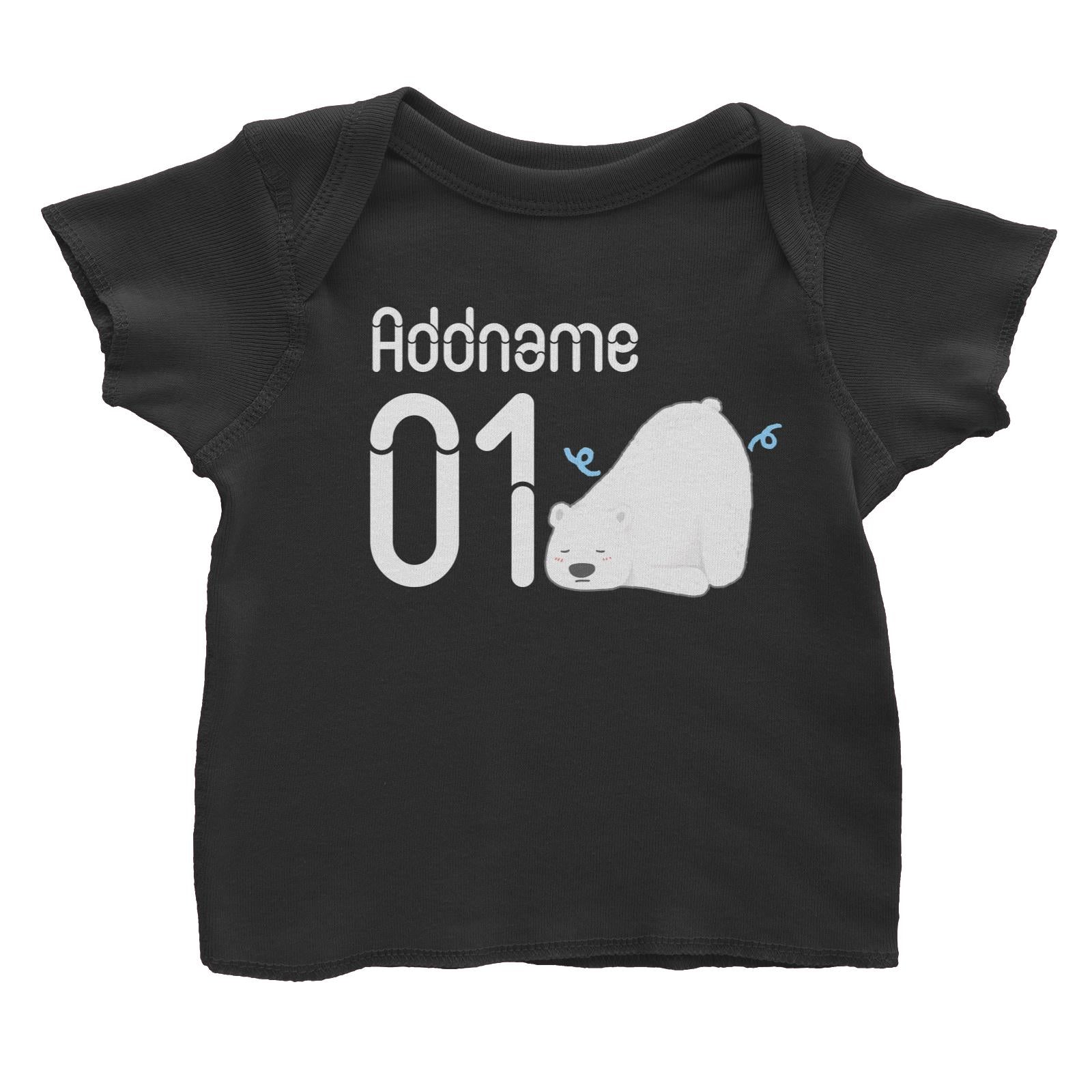 Name and Number Cute Hand Drawn Style Polar Bear Baby T-Shirt