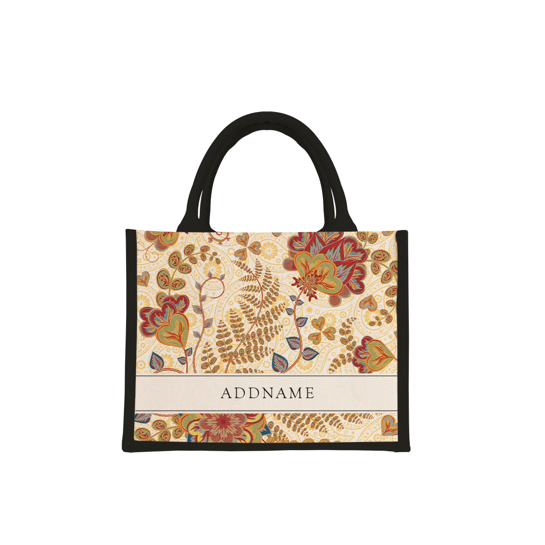 Batik Series - Mawar Half Lining Small Jute Bag