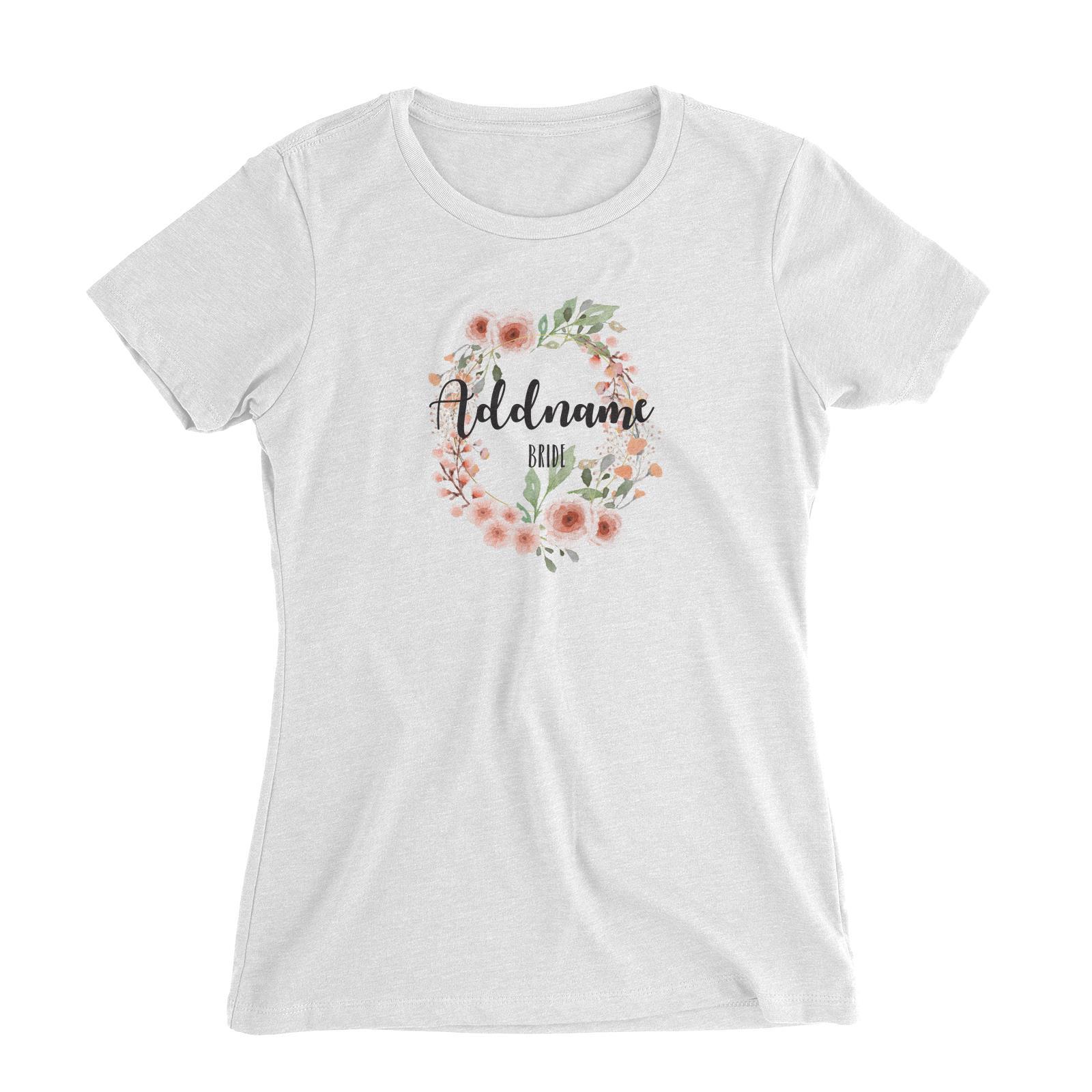 Bridesmaid Floral Sweet 2 Watercolour Flower Wreath Bride Addname Women Slim Fit T-Shirt